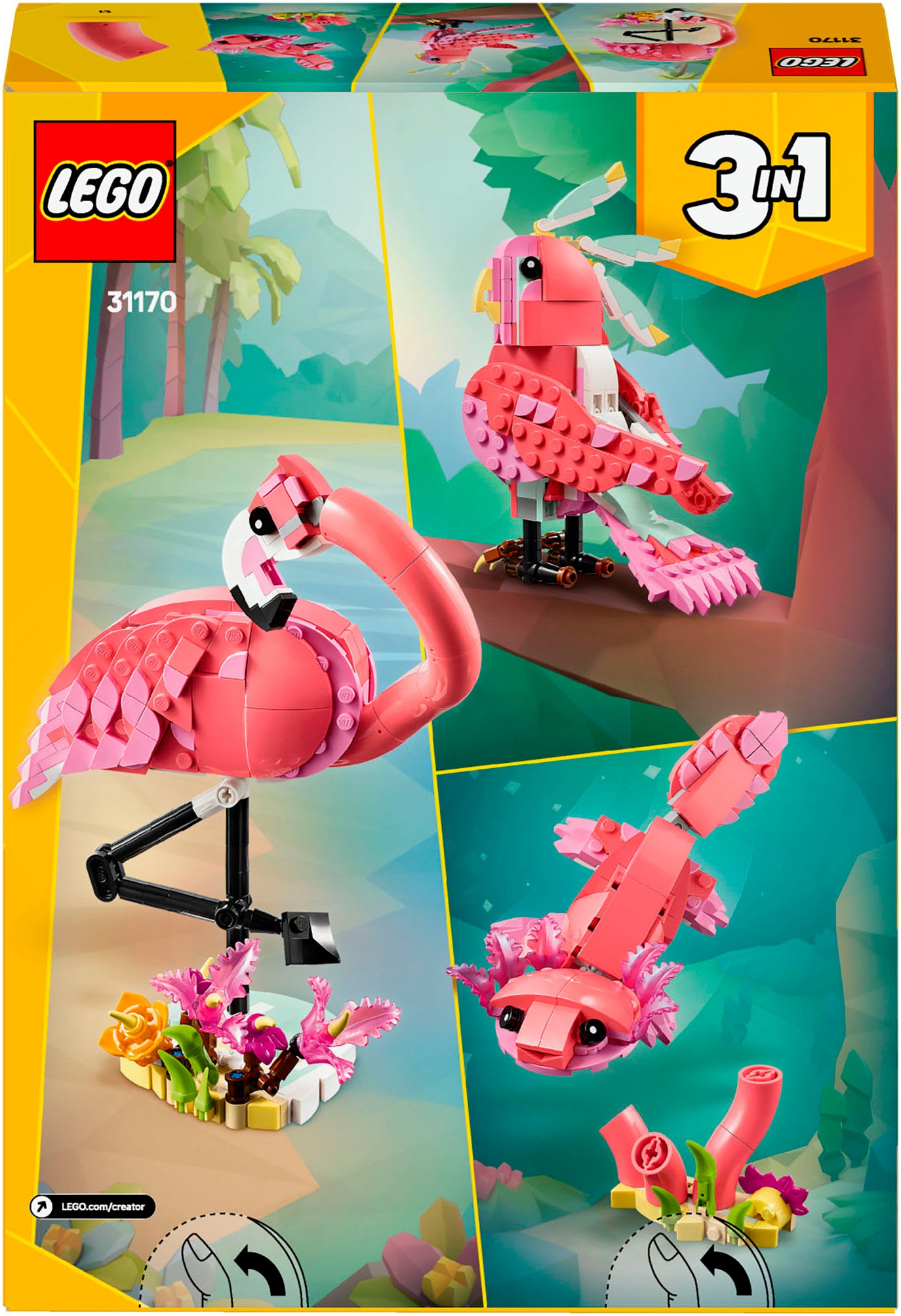 LEGO® Konstruktionsspielsteine »Wilde Tiere: Rosa Flamingo (31170), LEGO® Creator«, (288 St.), Made in Europe