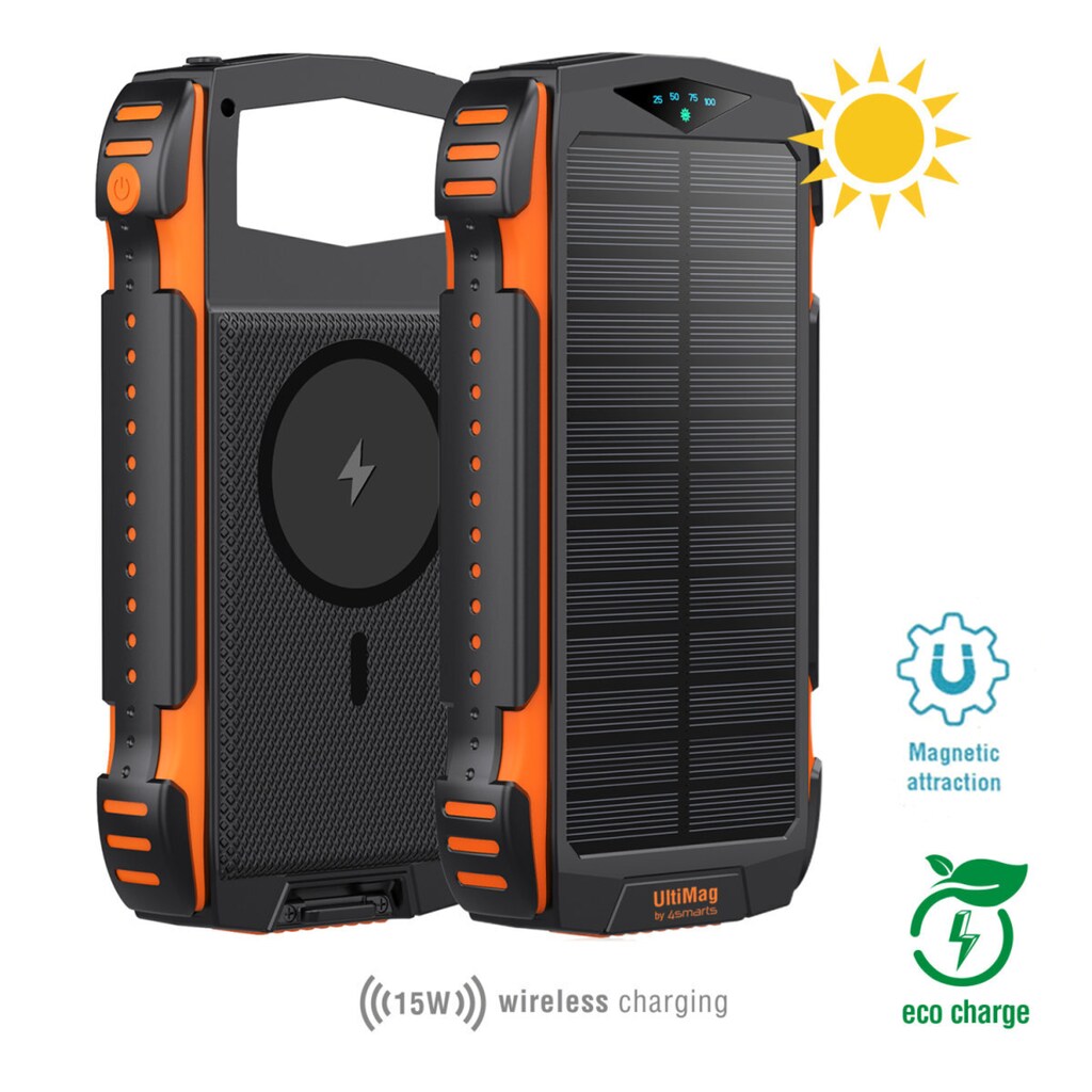 4smarts Powerbank »Solar Powerbank TitanPack UltiMag,«, 20000 mAh