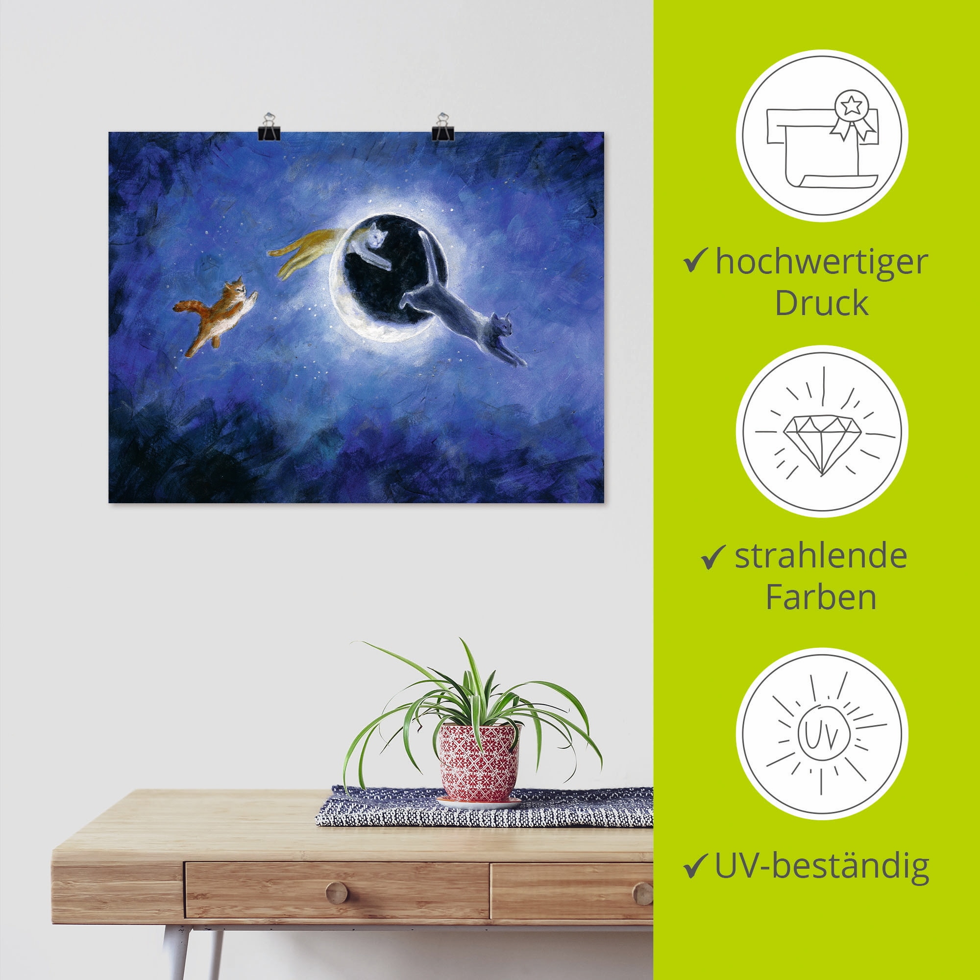 Artland Wandbild »In der Nacht sind alle Katzen grau«, Haustiere, (1 St.), als Leinwandbild, Poster in verschied. Größen