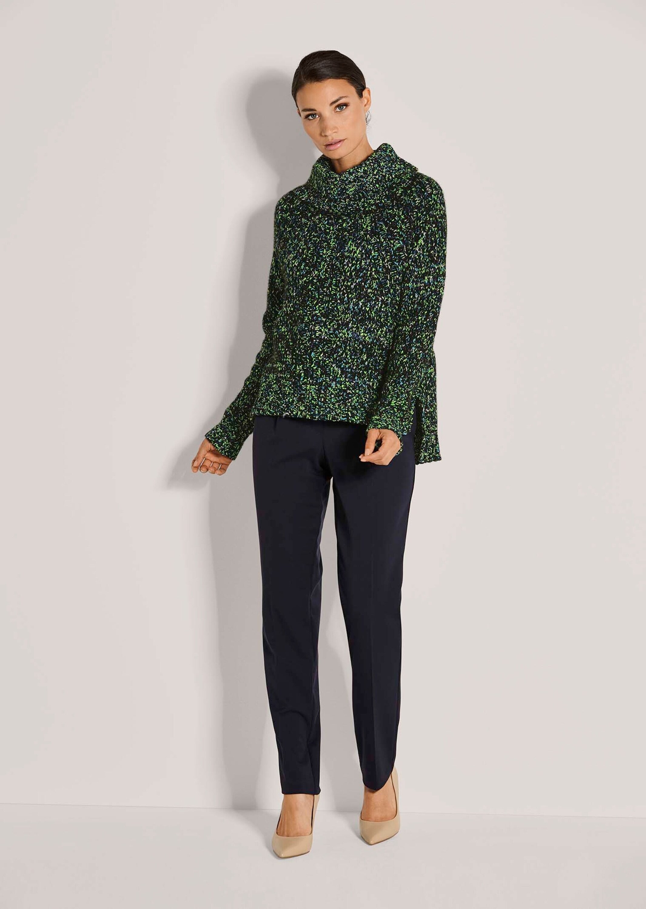 MADELEINE Longpullover »Strickpullover Moderner Winterpullover mit Rollkragen« Multicolor-Garn