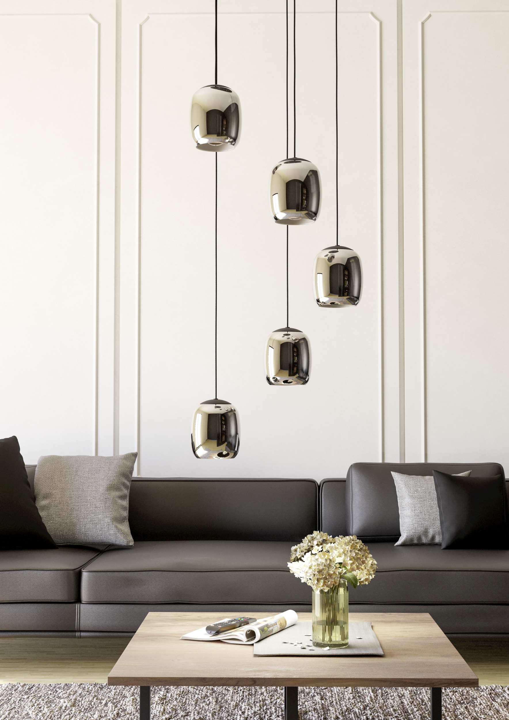 EGLO Hängeleuchte »CIAMPINO Pendellampe - Stahl - E27 - 5X28W - IP20« E27 1 Stk. Hängelampe, Deckenlampe, Wohnzimmer, Esszimmer, H150 x Ø54 cm