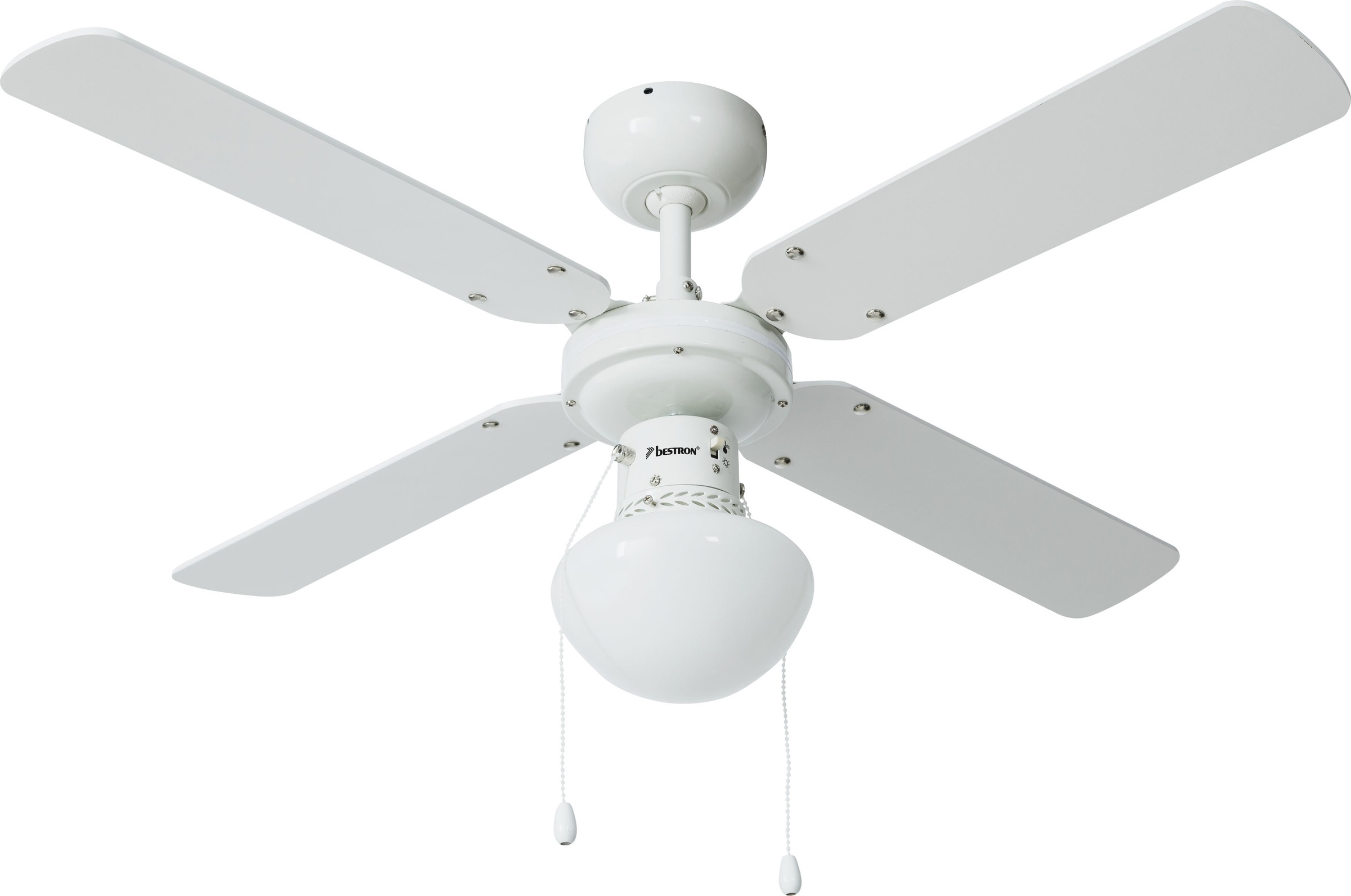 bestron Deckenventilator »DHB42W«, mit Beleuchtung, große Flügelspannweite von Ø102 cm, mit Sommer-/Winterfunktion, 50 W, Farbe: Ahorn/Weiß