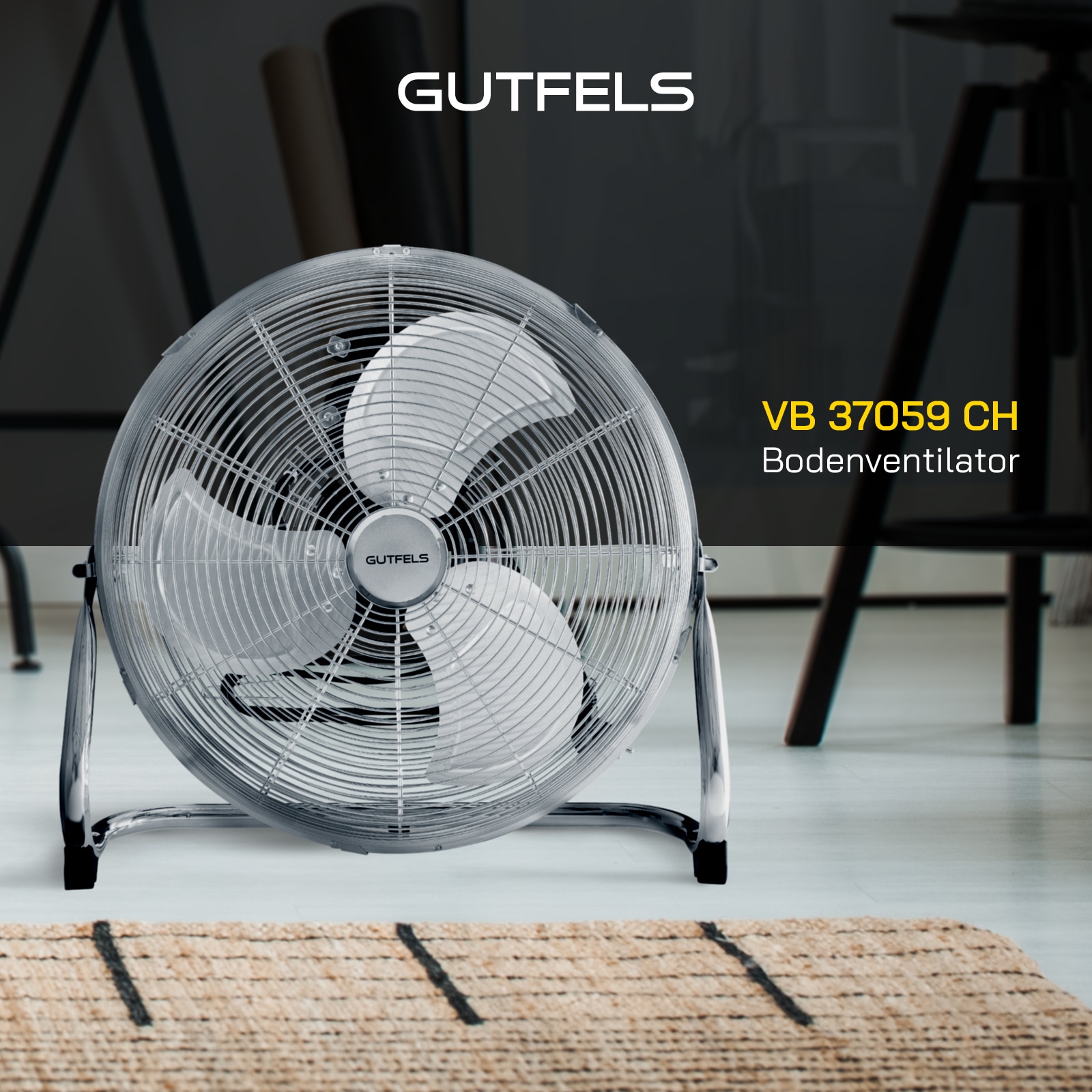 Gutfels Bodenventilator »VB 37059 ch«, Ø 50 cm, Vollmetall, 100 W Leistung