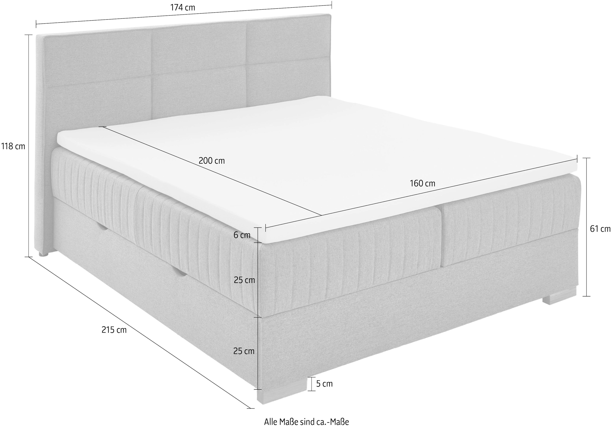 meise.möbel Boxspringbett »Tambo«, inkl. Bettkasten & Topper, erhältlich in 120x200cm oder 180x200cm