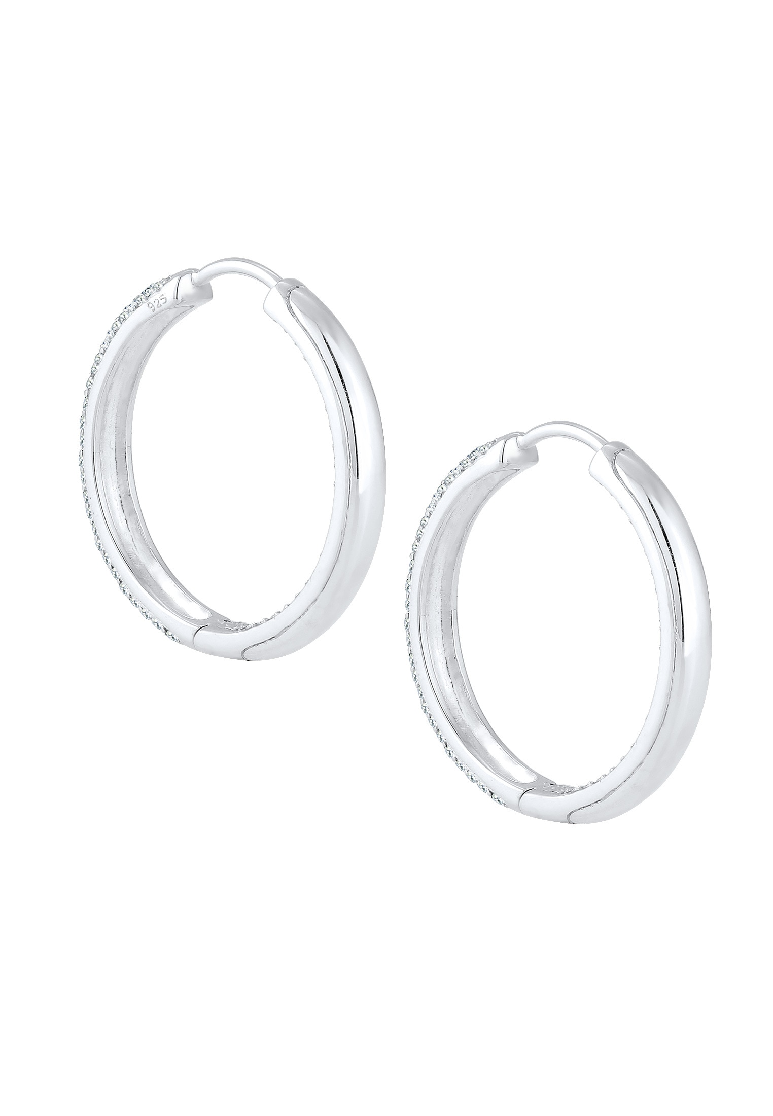 Elli Premium Paar Creolen »Ohrringe Creolen mit Glas Kristalle 925 Sterling Silber«