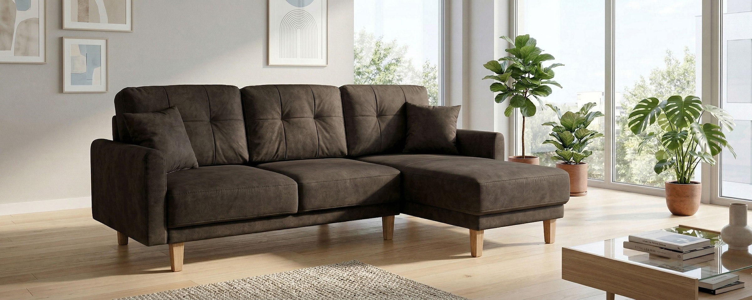 OTTO home Ecksofa »TRIPLO optionale Schlafsofa mit Bettkasten, Maße B/T/H: 234/164/89 cm« L-Form wahlweise mit Bettfunktion - Liegefläche 132x210 cm