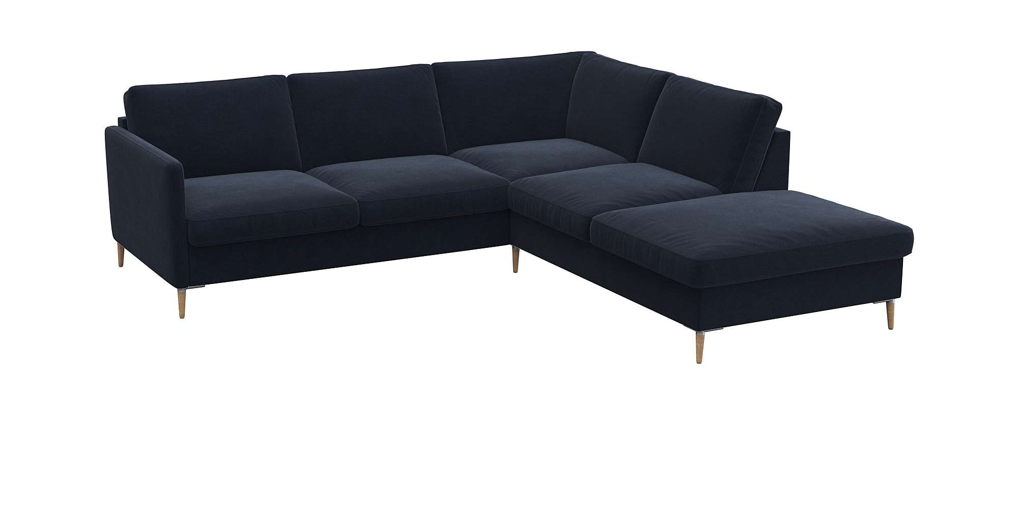FLEXLUX Ecksofa »Fiore, L-Form, super bequem durch Kaltschaum im Sitz«, schmale Armlehnen, Füße Alu/Eiche, B/T 234/225 cm