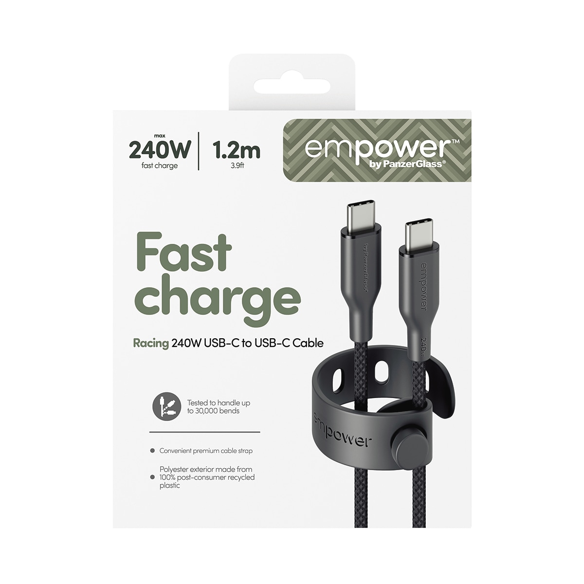 empower by PanzerGlass USB-Kabel »Racing 240W USB-C zu USB-C Kabel USB 2.0 1,2 m« USB-C 120 cm