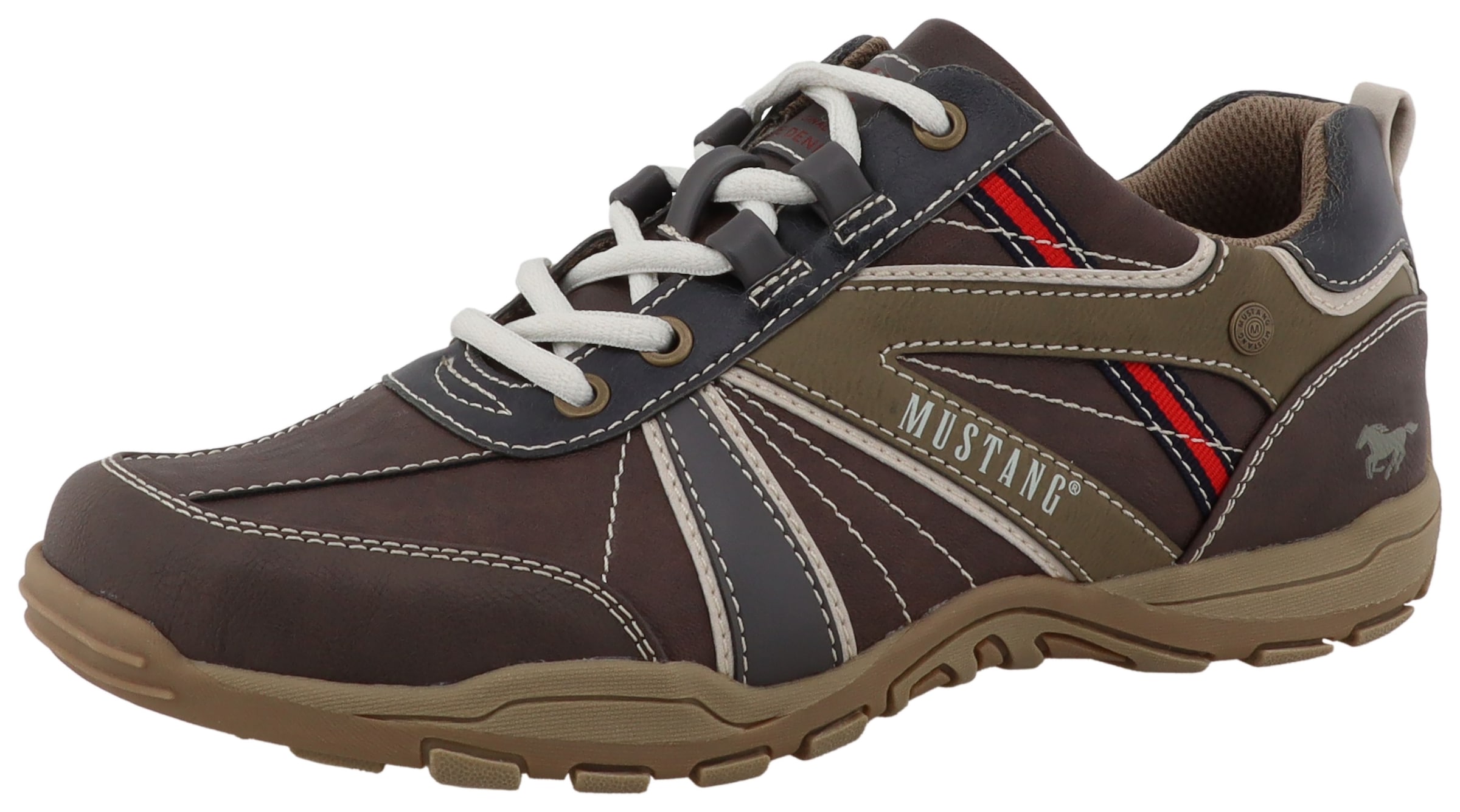 Mustang Shoes Sneaker »Ferdinando«  Freizeitschuh, Halbschuh, Schnürschuh mit auffälligen Kontrastnähten