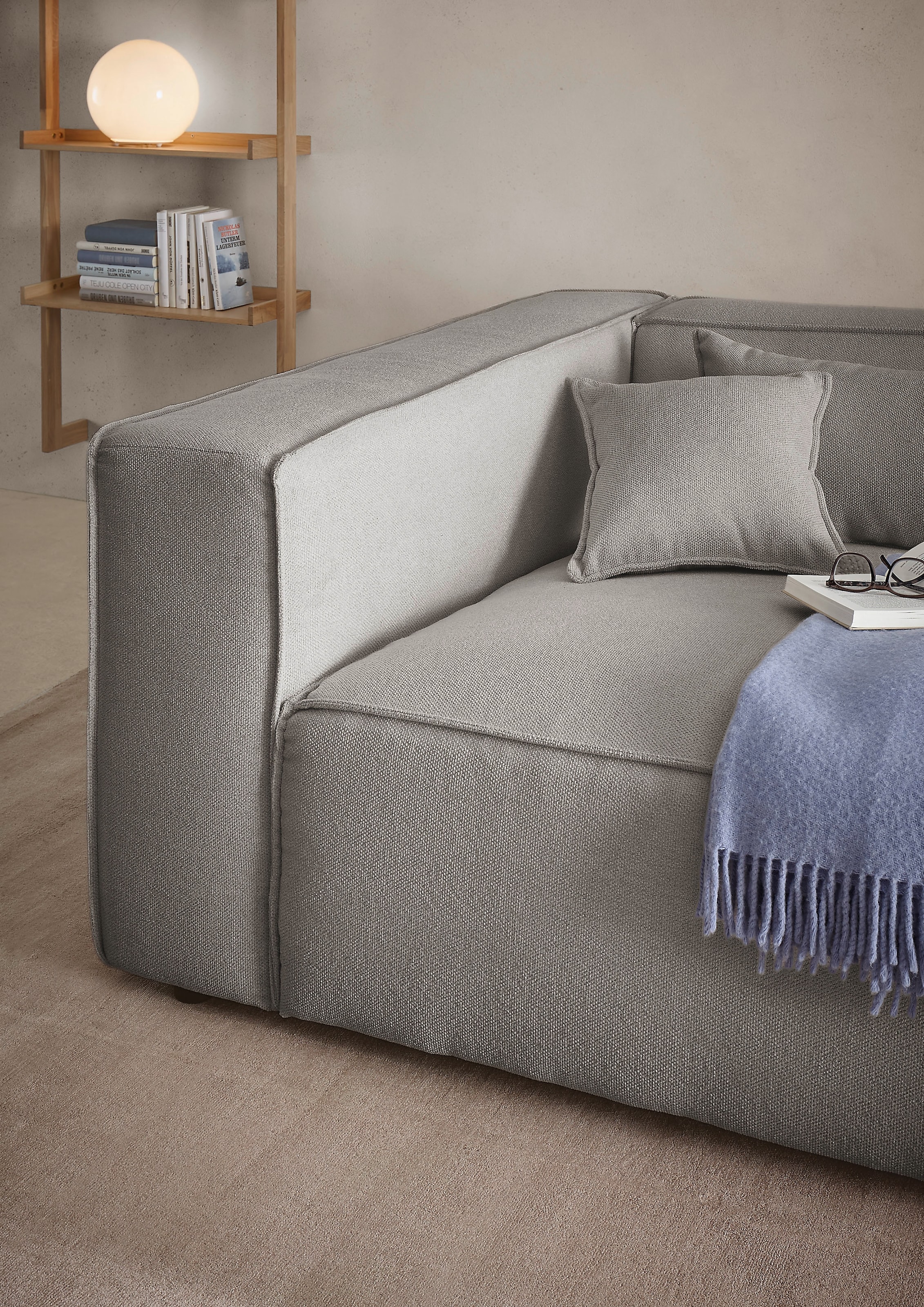 LeGer Home by Lena Gercke 3-Sitzer »PIARA, XXL Sofa mit Kedernaht, Big-Sofa in Cord oder Leinenoptik«, schwarze Füße, bequemer Sitzkomfort, extra tiefe Sitzfläche