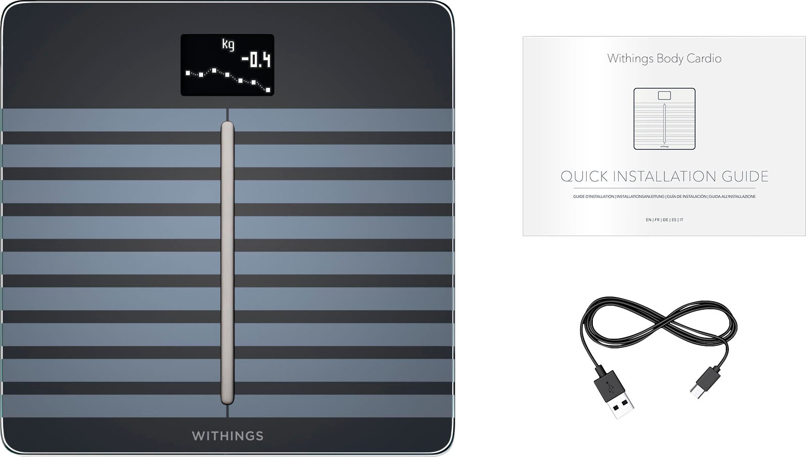 Withings Körper-Analyse-Waage »Body Cardio, Bluetooth und W-Lan fähig«, zeigt Körperfettanteil (KFA), Muskelmasse, Wasseranteil