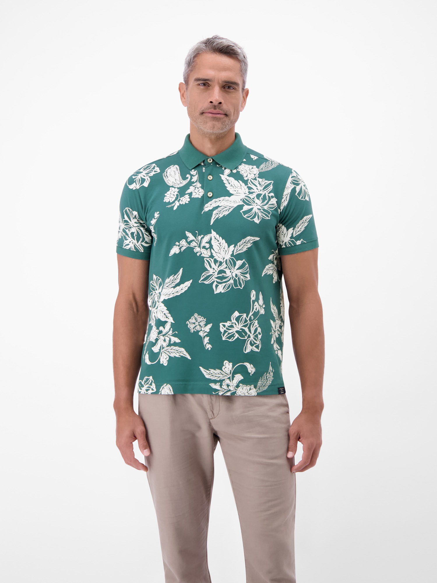 LERROS Poloshirt »Poloshirt mit floralem All-over-Print, 100 % Baumwolle«