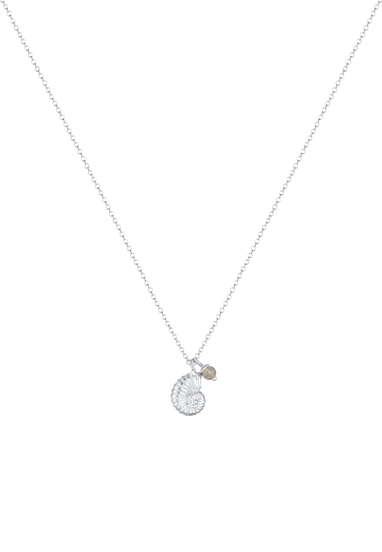 Elli Silberkette »Halskette Muschel Labradorit Grau 925 Sterling Silber«