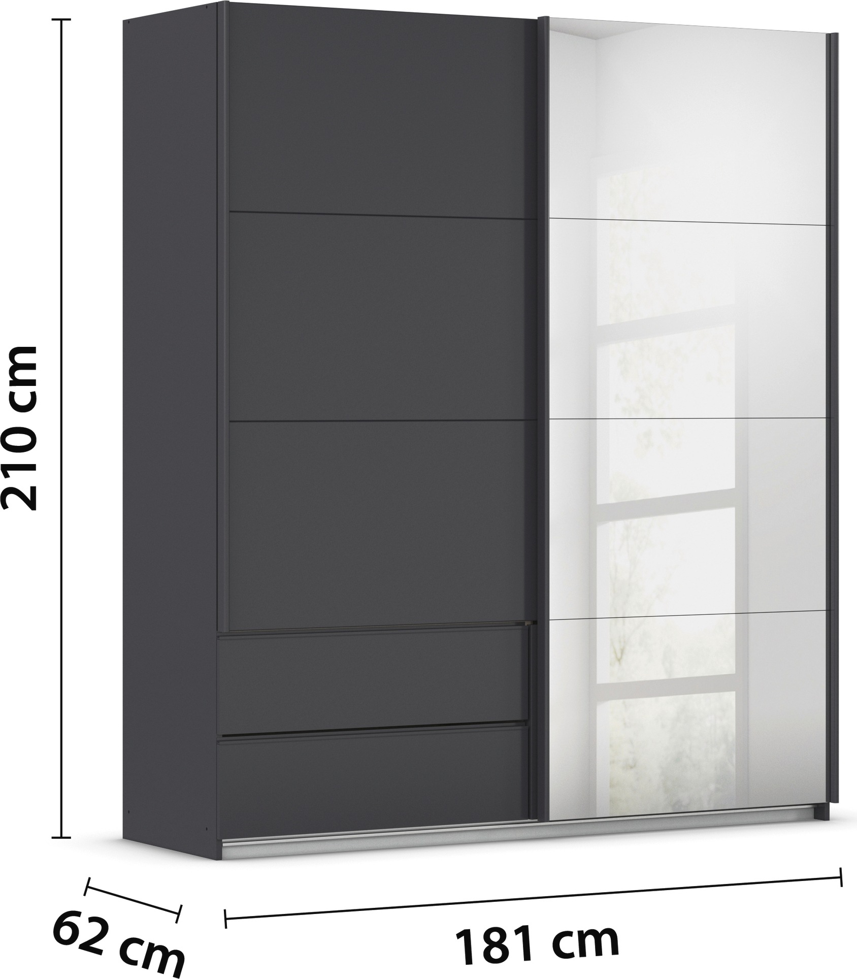 rauch Schwebetürenschrank »Kleiderschrank Schrank Garderobe Wäscheschrank ELARA mit Spiegel« praktische Schubladen optional farblich abgesetzt MADE IN GERMANY