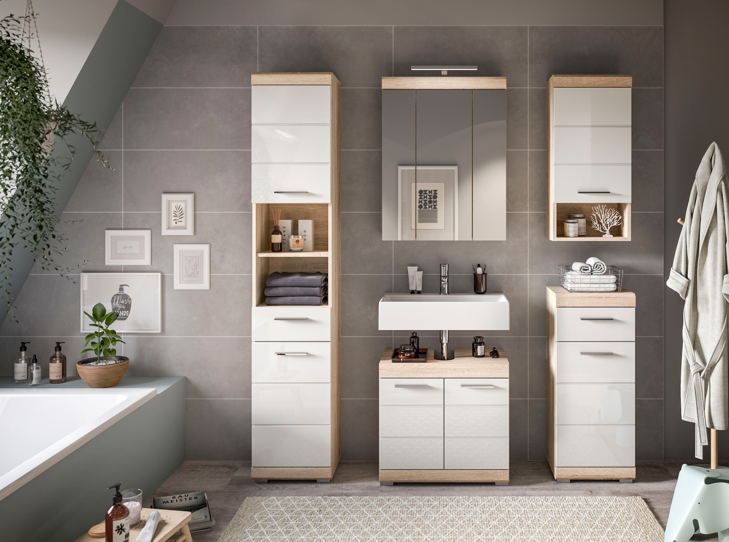 INOSIGN Unterschrank »Siena, Breite 37cm, 1 Tür, 1 Schubkasten, 2 Fächer, MDF-Front«, (1 St.), in verschiedenen Farben erhältlich, Badmöbel, Badschrank, Kommode, Bad