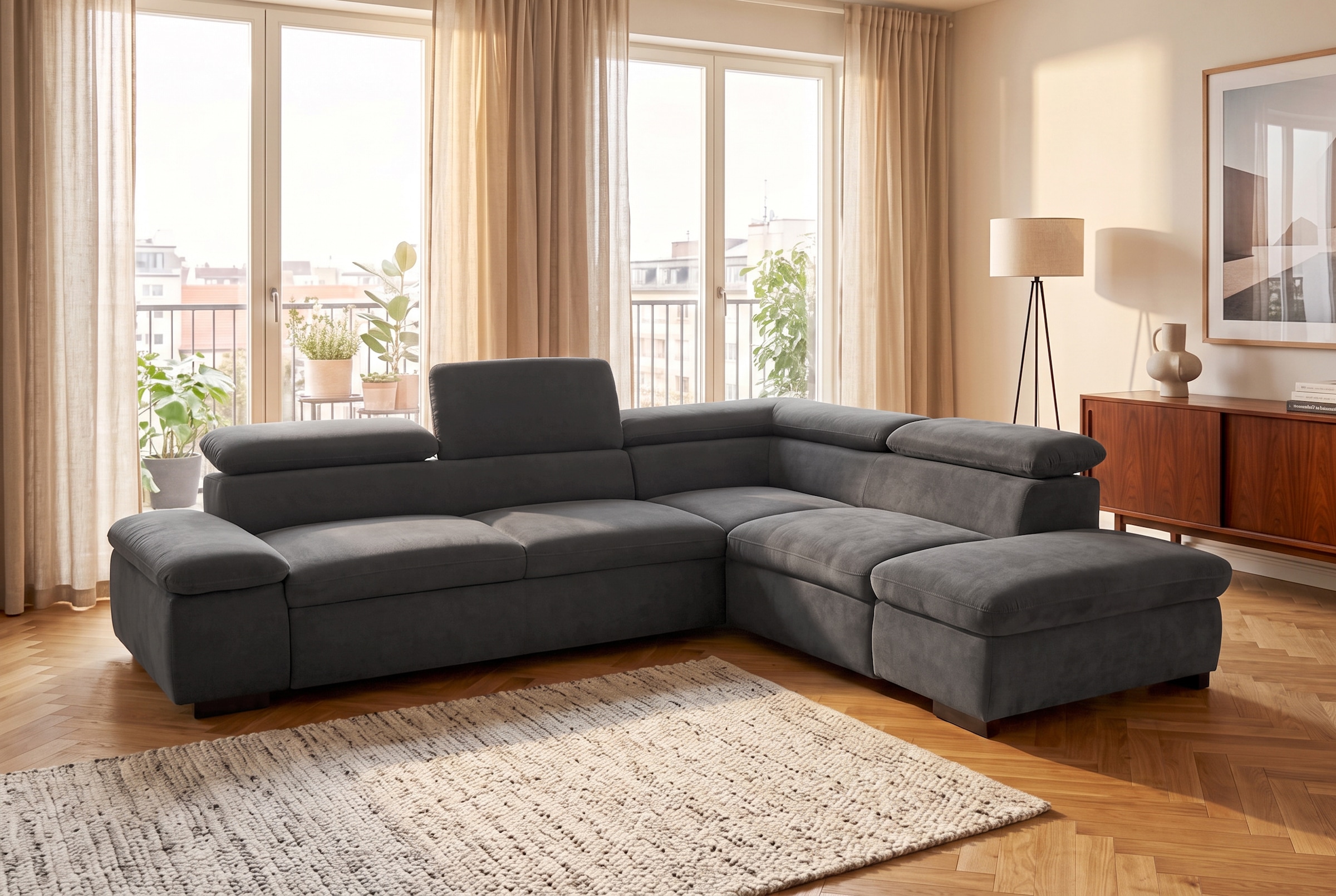 OTTO home Ecksofa »Alberto L-Form« mit Kopfteilverstellung, wahlweise mit Schlaffunktion