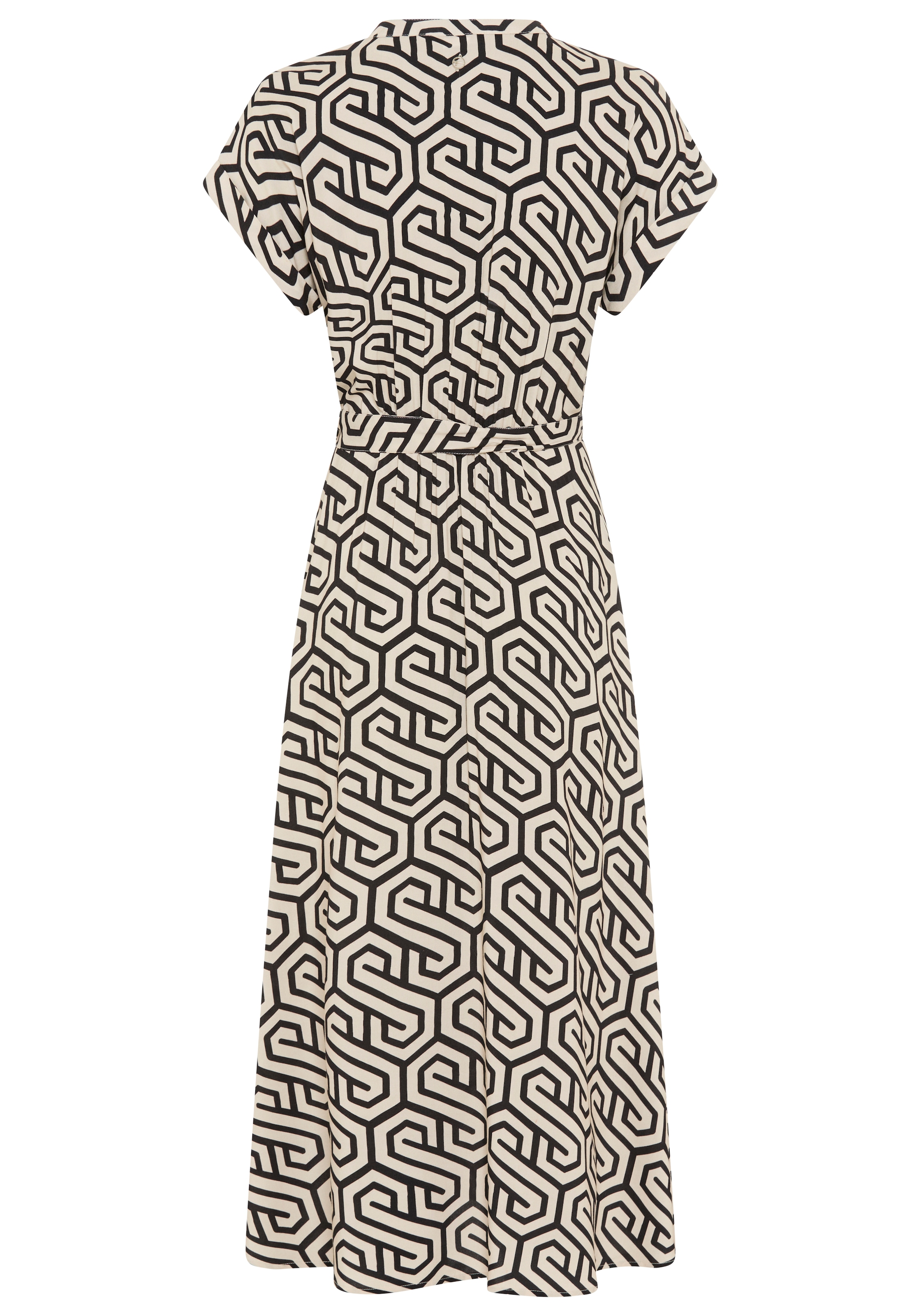 Tamaris Hemdblusenkleid Set, mit Bindegürtel, 2 Stk. tlg. aus Viskose, für Frühling und Sommer, gemustert, Mitte-Wade-Länge