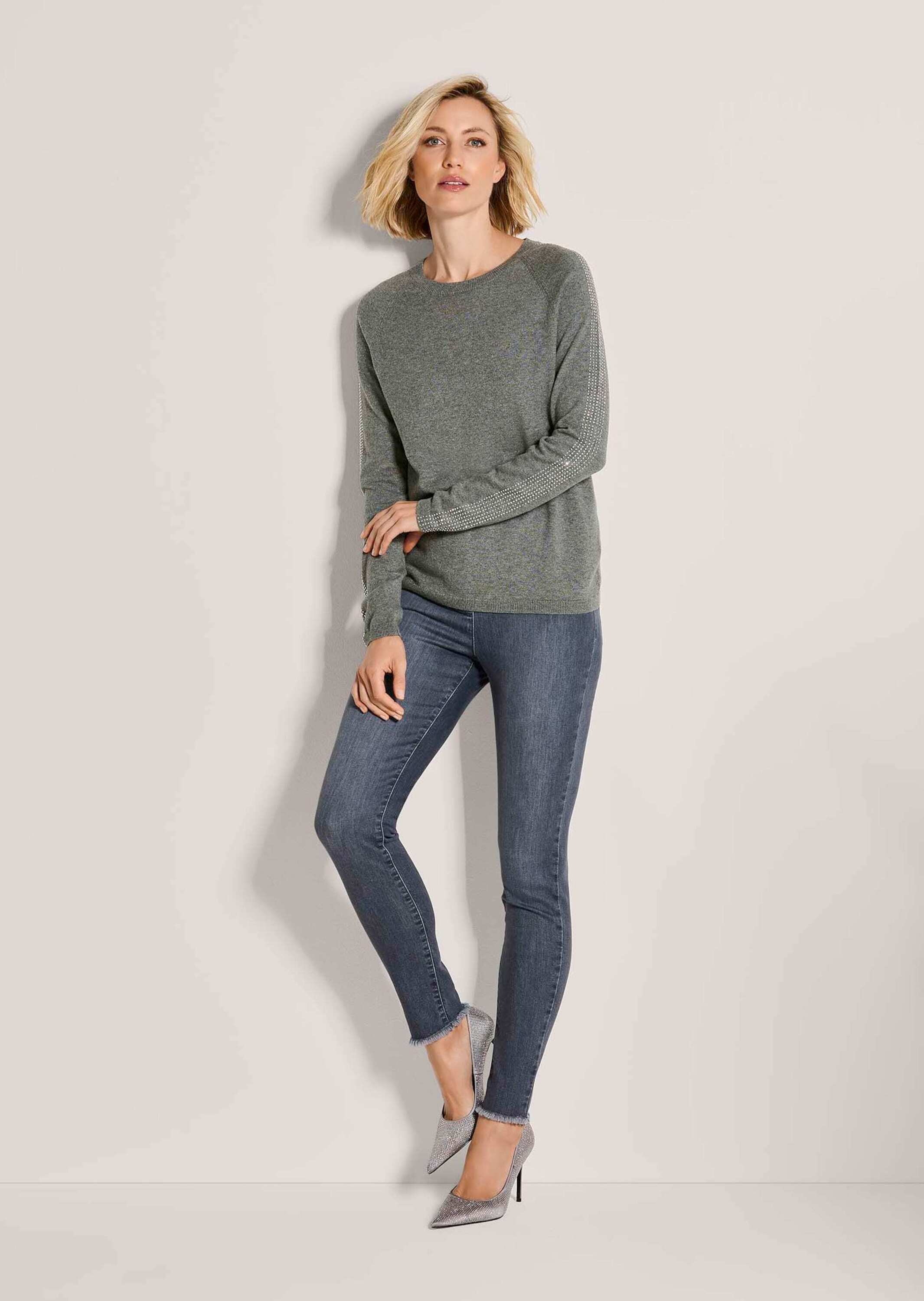 MADELEINE Longpullover »Kaschmirpullover Langarmshirt mit Strassdetails« Strassbesatz