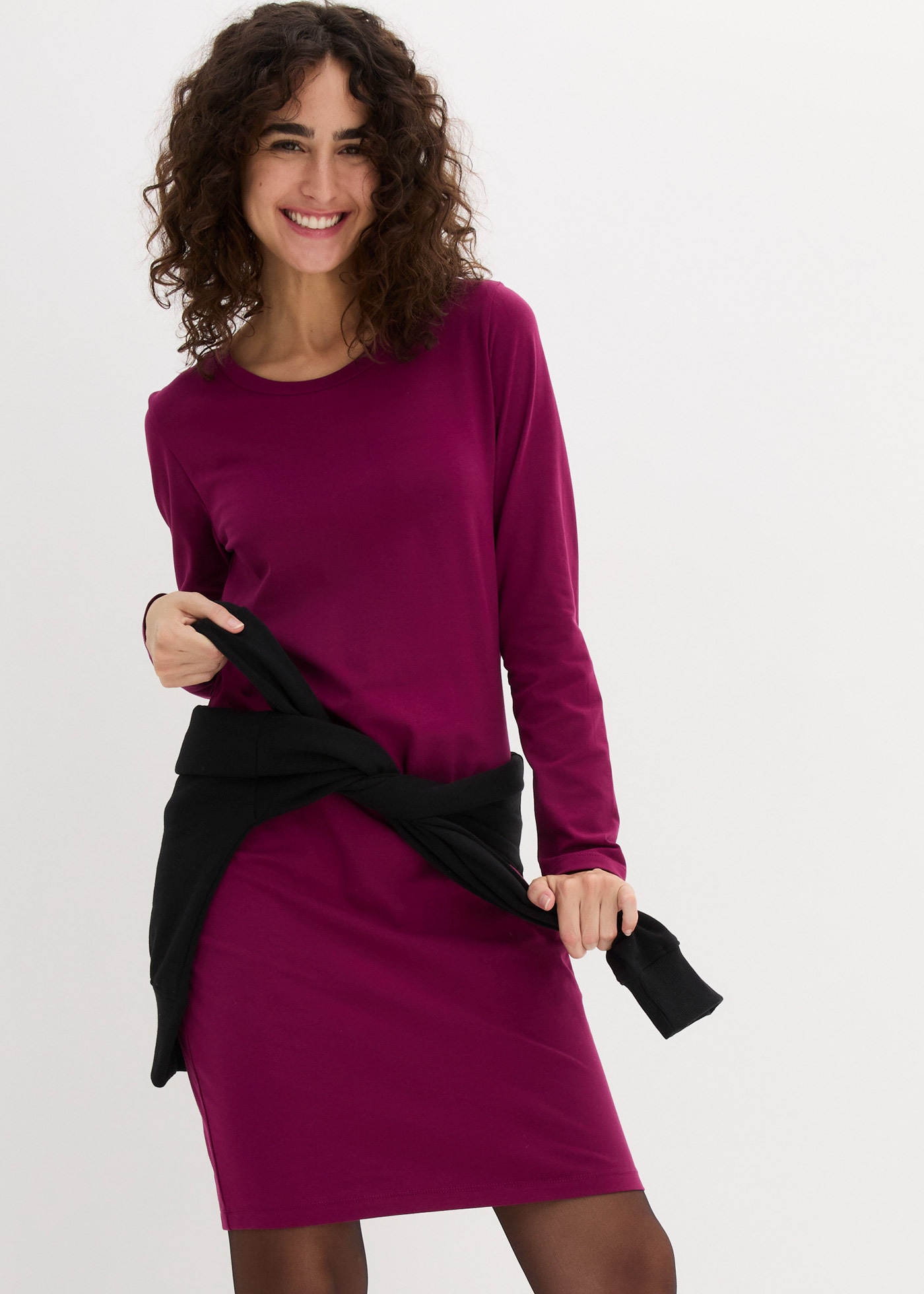 bonprix Jerseykleid »Figurbetontes Jerseykleid (2er Pack)« Packung, 2 Stk. tlg. für Alltag, schmale Passform, aus Baumwollmischung, kniefrei