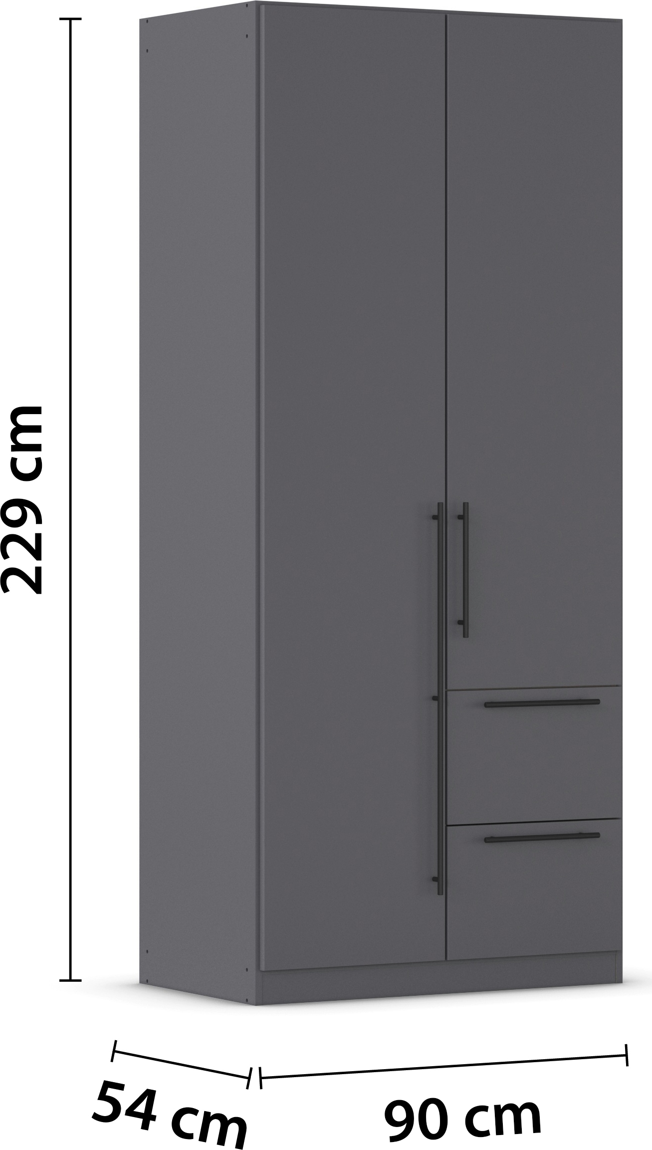 rauch Kleiderschrank »Drehtürenschrank Schrank Garderobe Wäscheschrank Schlafzimmer AVOLA«, (in 3 verschiedenen Ausstattungen BASIC/CLASSIC/PREMIUM), mit hochwertigen Stangengriffen aus Metall in Schwarz MADE IN GERMANY