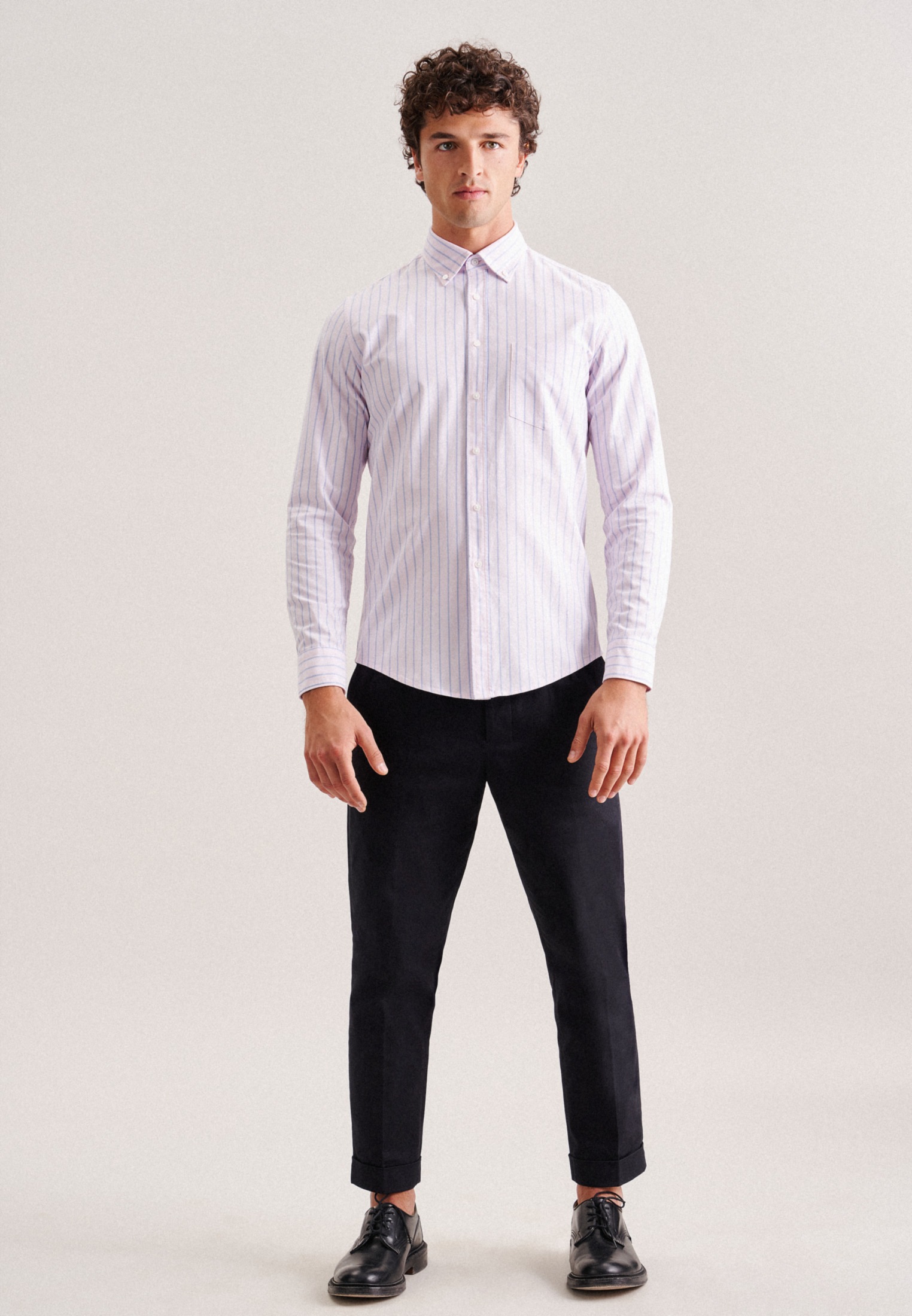 seidensticker Businesshemd »Shaped«, Shaped Langarm Button-Down-Kragen Streifen