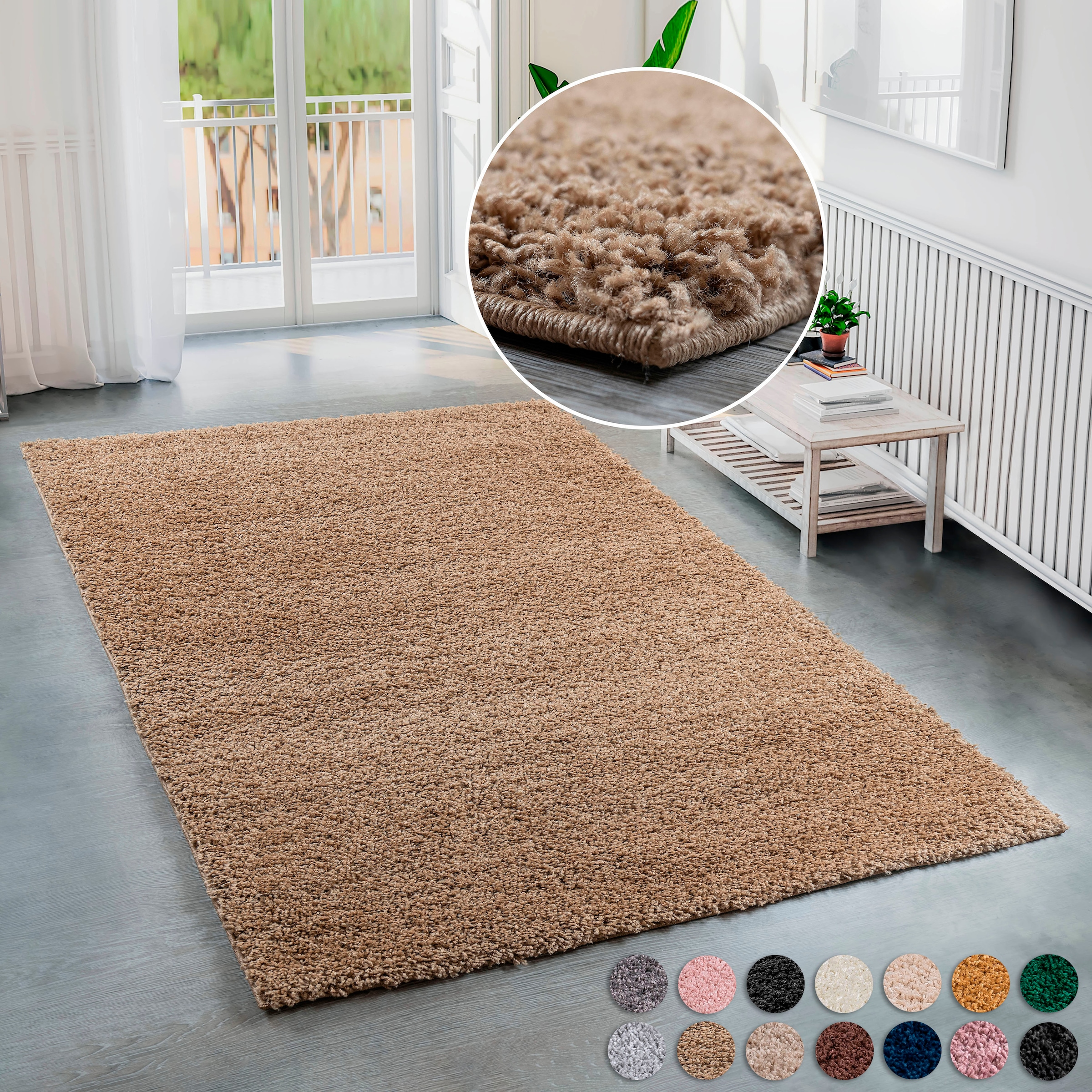 Bruno Banani Hochflor-Teppich »Shaggy Soft«, rechteckig, 30 mm Höhe, gewebt, Uni Farben, besonders weich und kuschelig