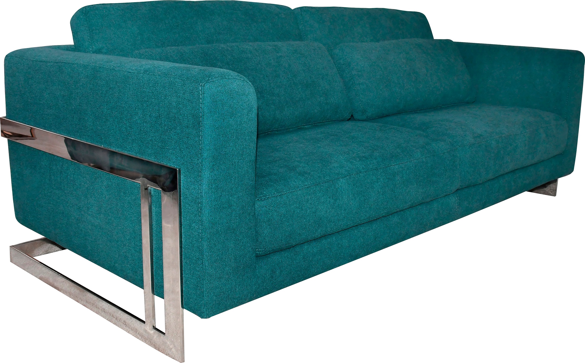Leonique 3-Sitzer »New York«, Petrolblaues 3-Sitzer Sofa, Edelstahlgestell, 175x84x96, Sitzhöhe 44cm