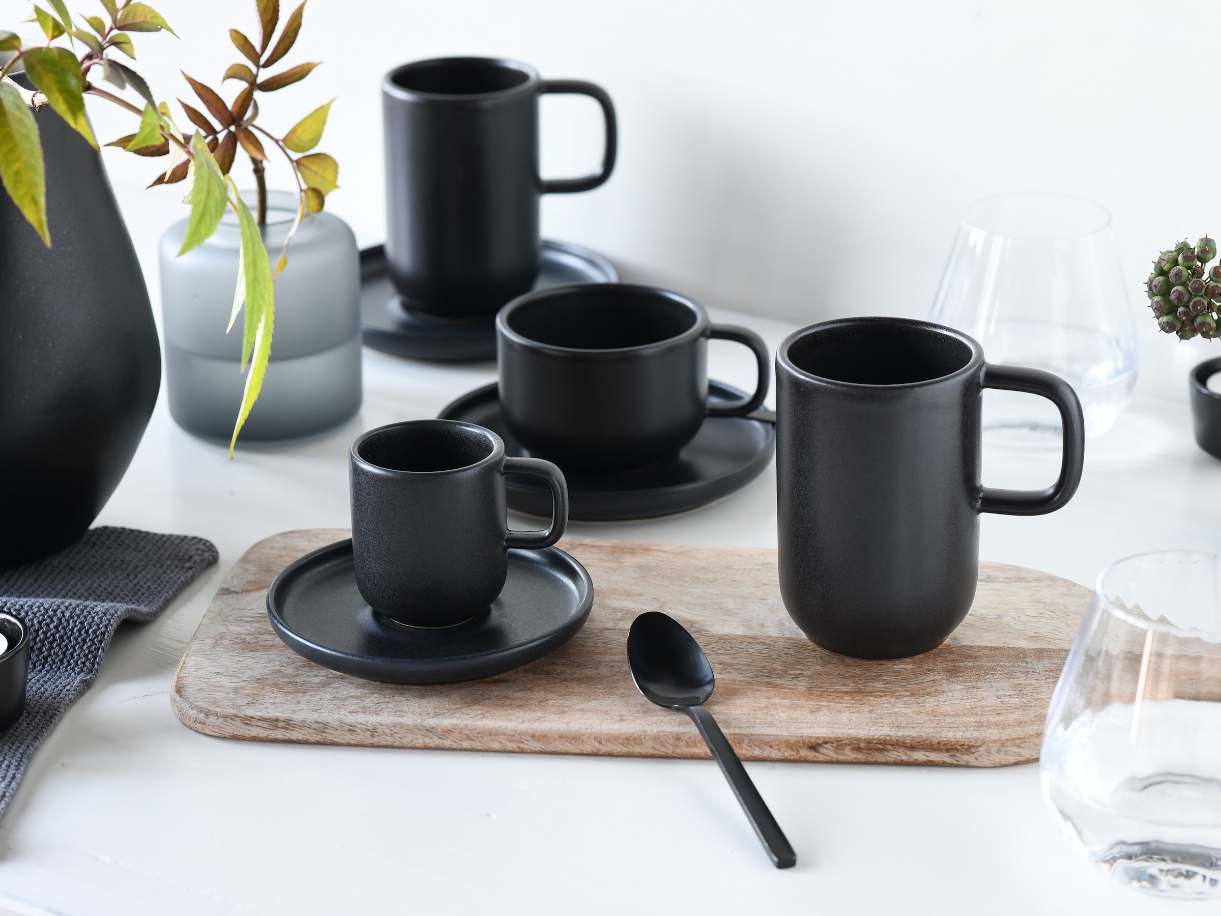 CreaTable Tasse »Uno, Espressotassen, Set 12-tlg.« hochwertiges Steinzeug, seidenmatte Spezialglasur
