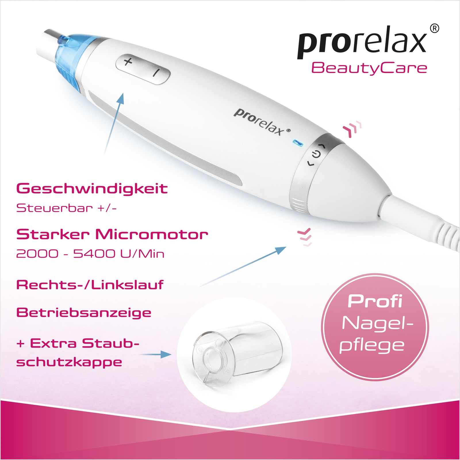 prorelax Maniküre-Pediküre-Set »41540 Perfect«, 5 Aufsätze, Mit Aufbewahrungstasche