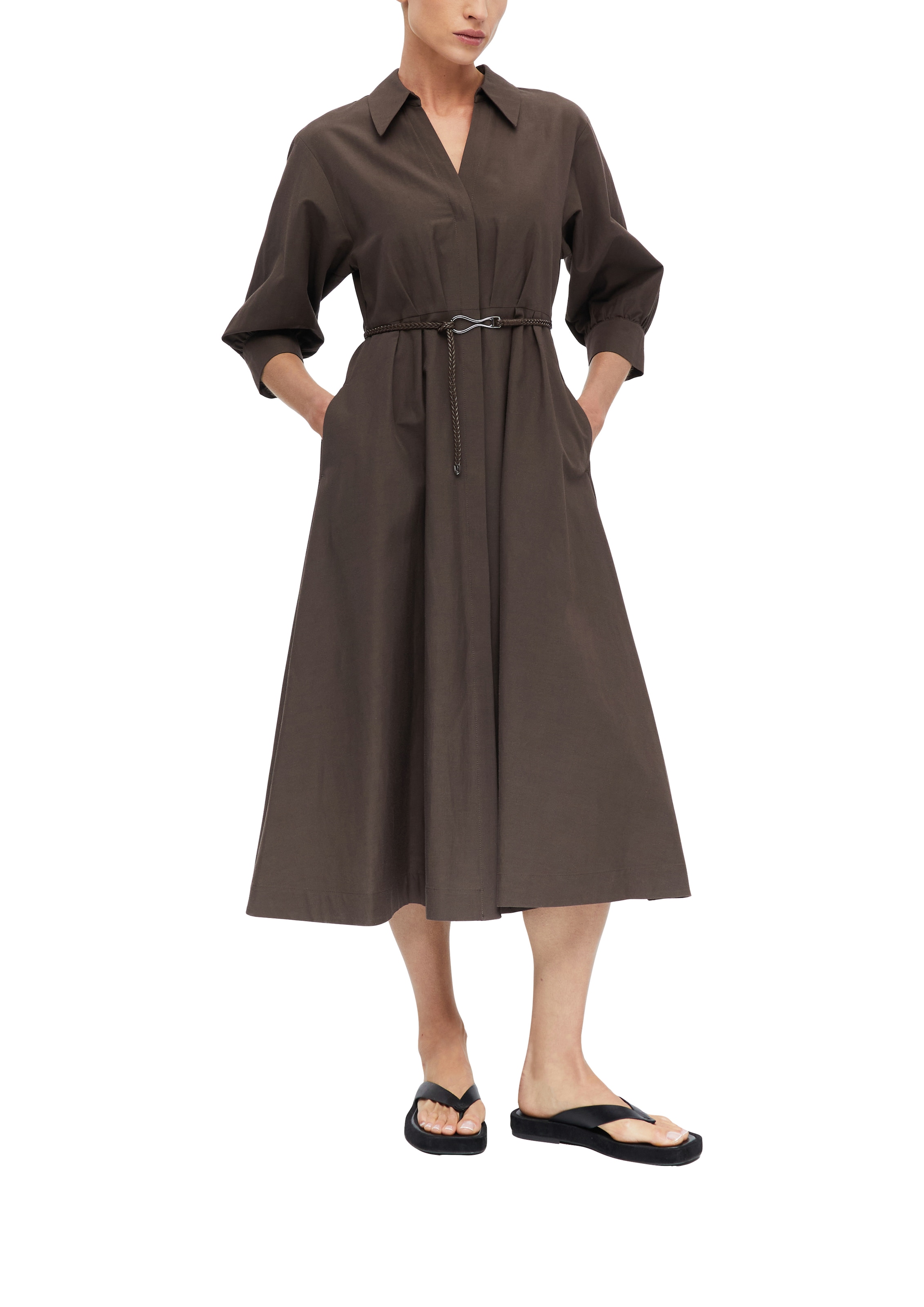 Comma Blusenkleid Ohne Taschen Habalm Sommerkleid mit dekorativem Gürtel