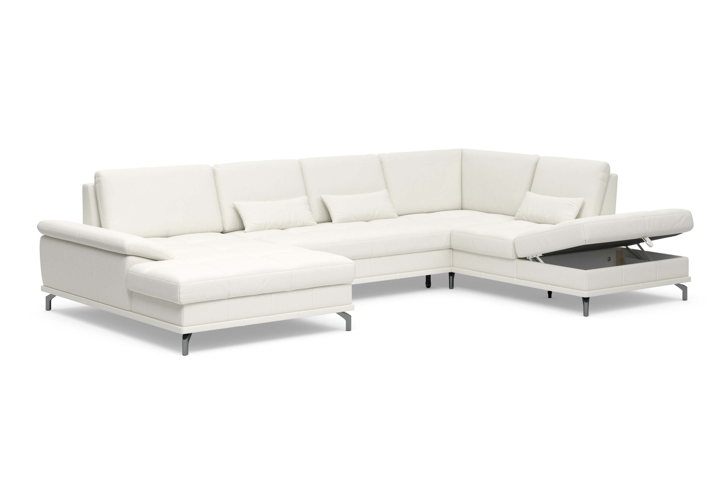 Places of Style Wohnlandschaft »Costello U-Form, mit Sitztiefenverstellung, Armteilverstellung und«, 3 Nierenkissen, optional Bettfunktion und Bettkasten