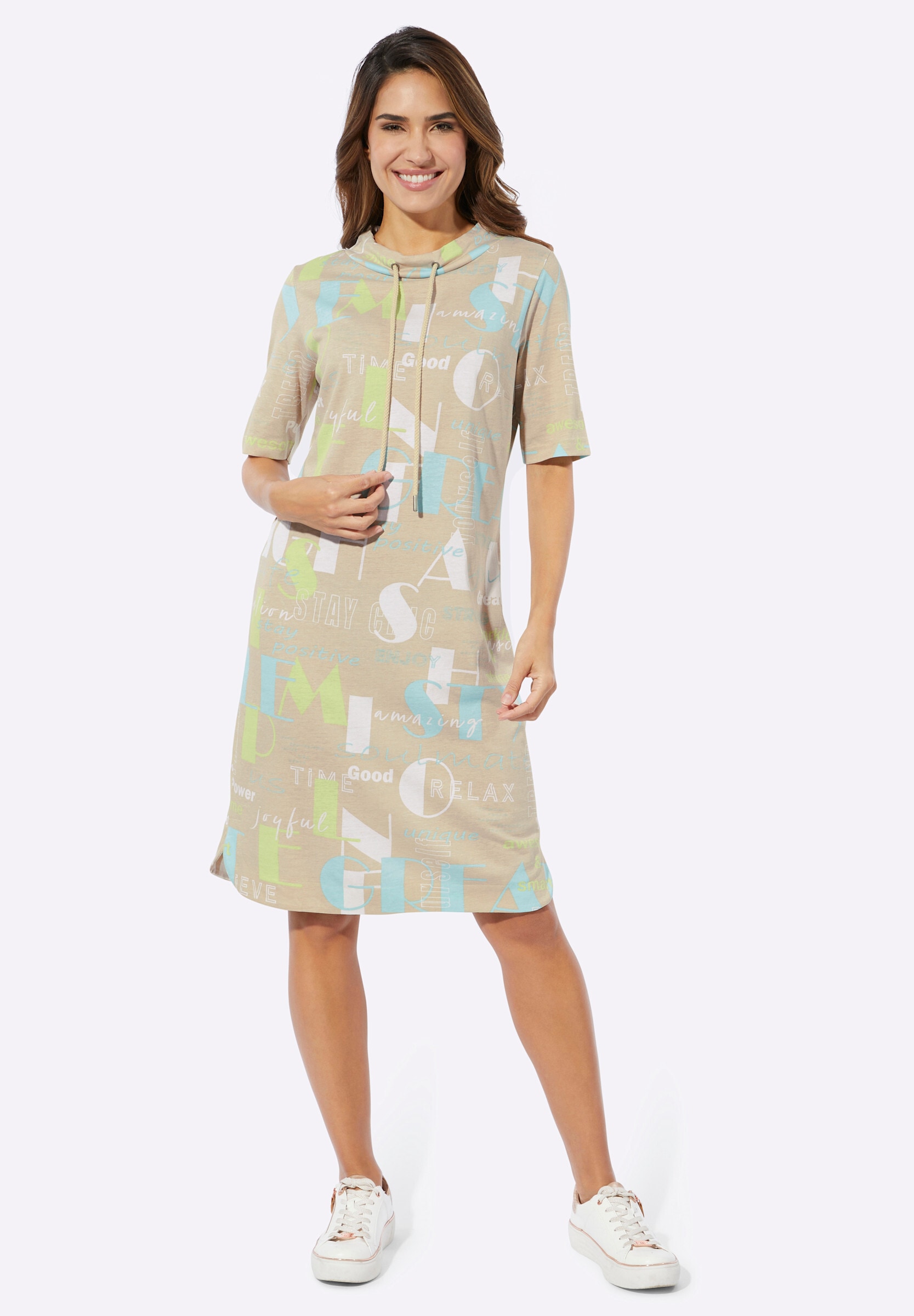 Sieh an! Shirtkleid »Jersey-Kleid Shirtkleid mit Buchstaben-Druck« Ohne Taschen