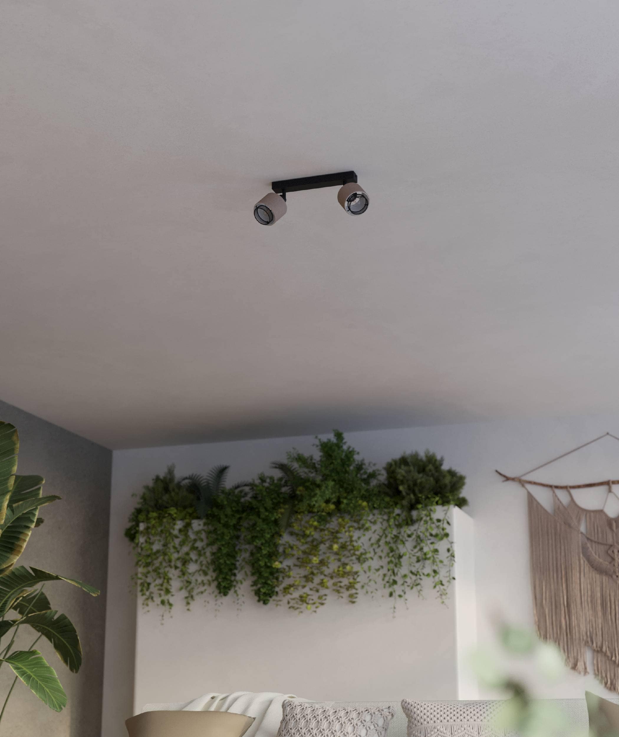 EGLO Deckenleuchte »Rosley Deckenstrahler, Textil und Metall, schwenkbare Spots, E14« E14 1 Stk. Spot - L31 x B9 x H18,5 cm - schwarz - 2X40W exkl.