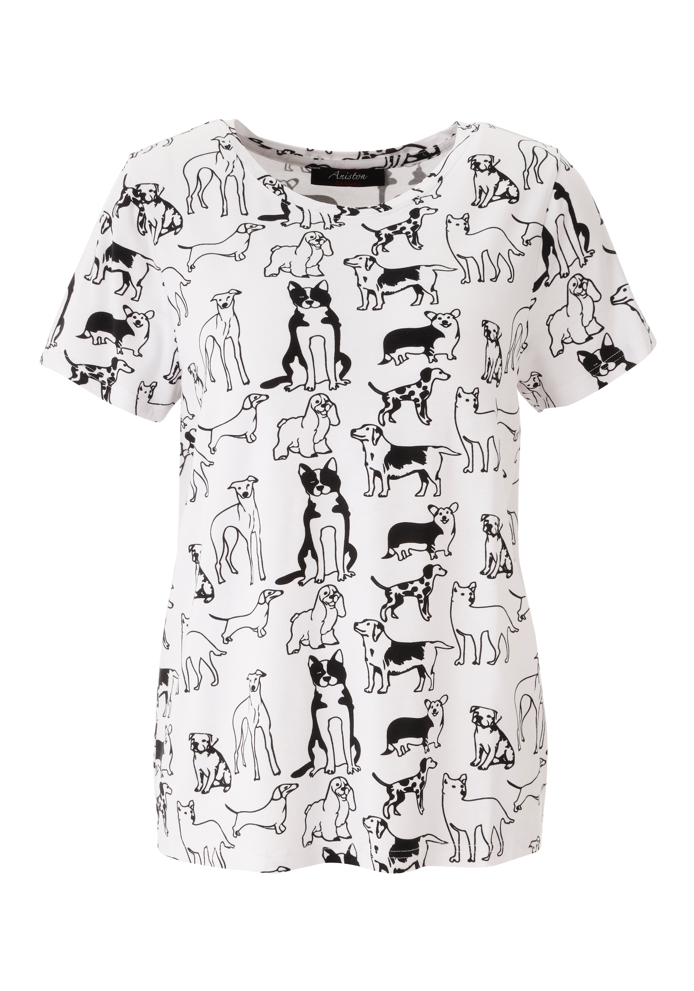 Aniston CASUAL T-Shirt allover mit niedlichen Hunden bedruckt - NEUE KOLLEKTION