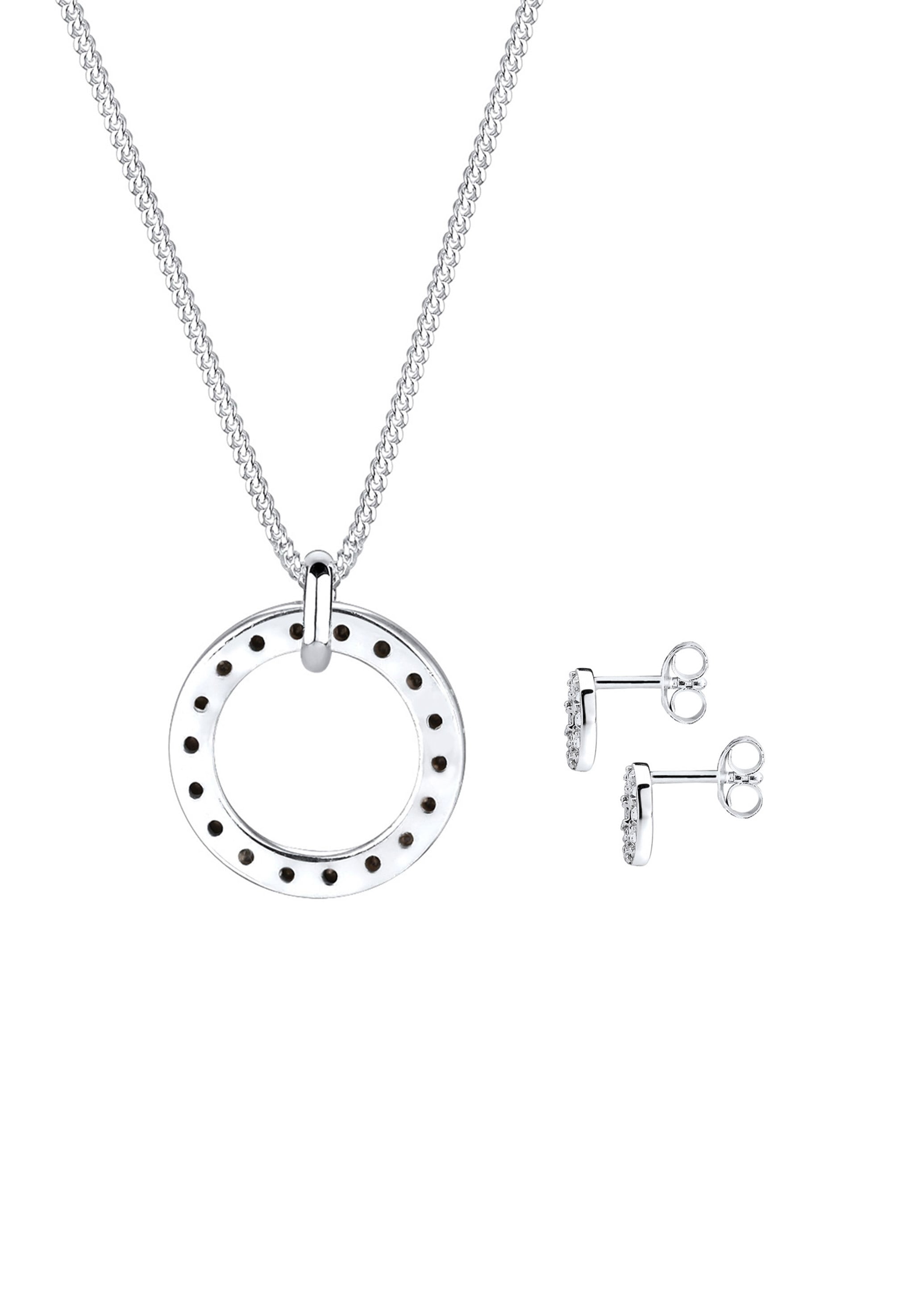 Elli Ohrring und Ketten Set »Schmuckset Kreis Ohrring Halskette Set 925 Silber, mit Kristallen von Swarovski®« ()