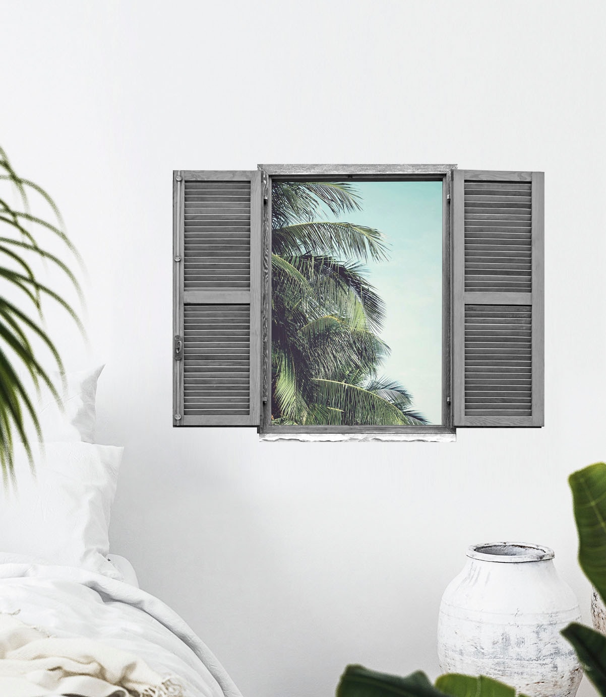 queence Wandtattoo »Palmblätter« Wandsticker, Wandbild, selbstklebend, 3D, Fenster
