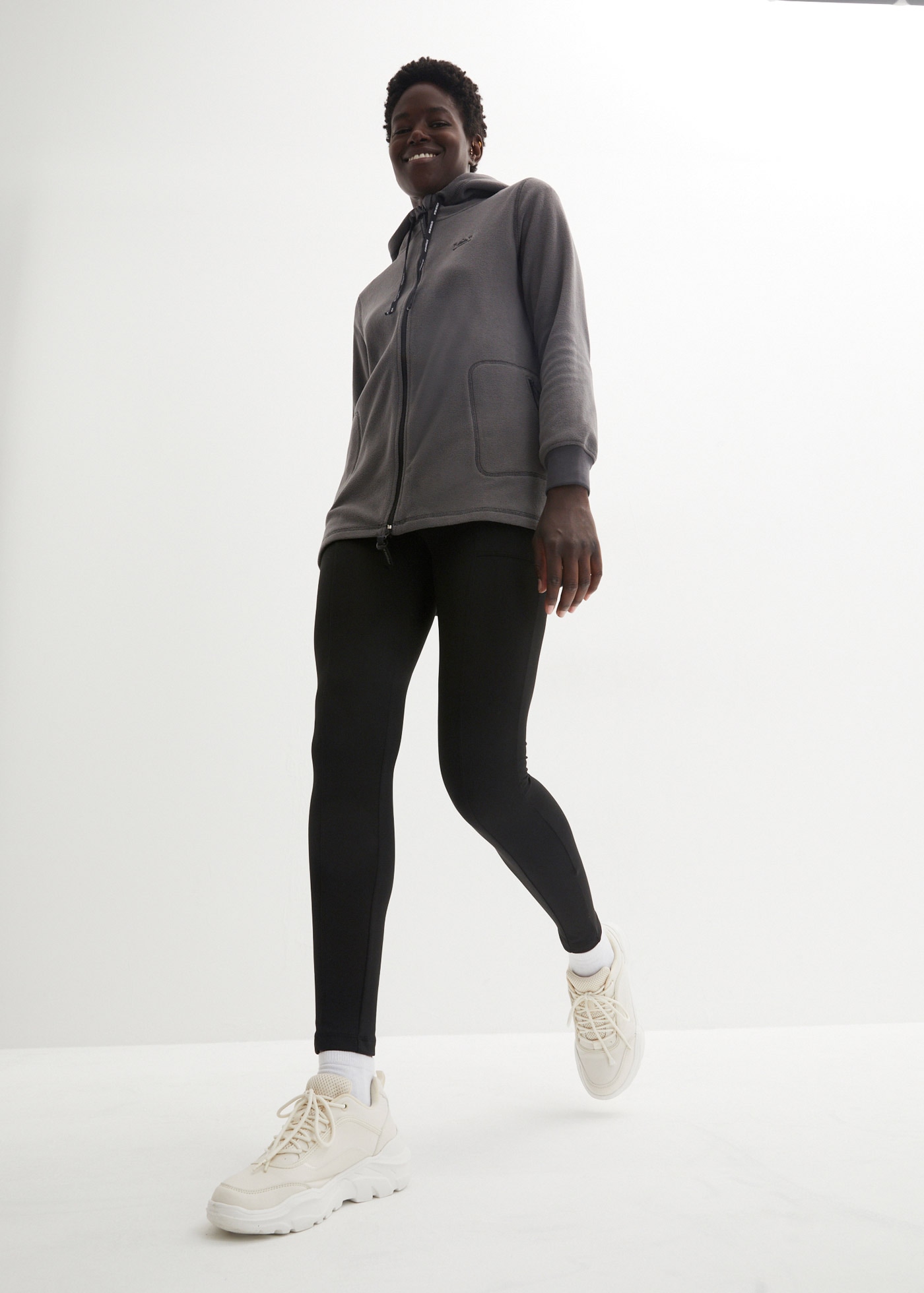 bonprix Fleecejacke mit Kapuze A-Linien-Schnitt, Langarm-Design, aus 100% Polyester, Regular Fit