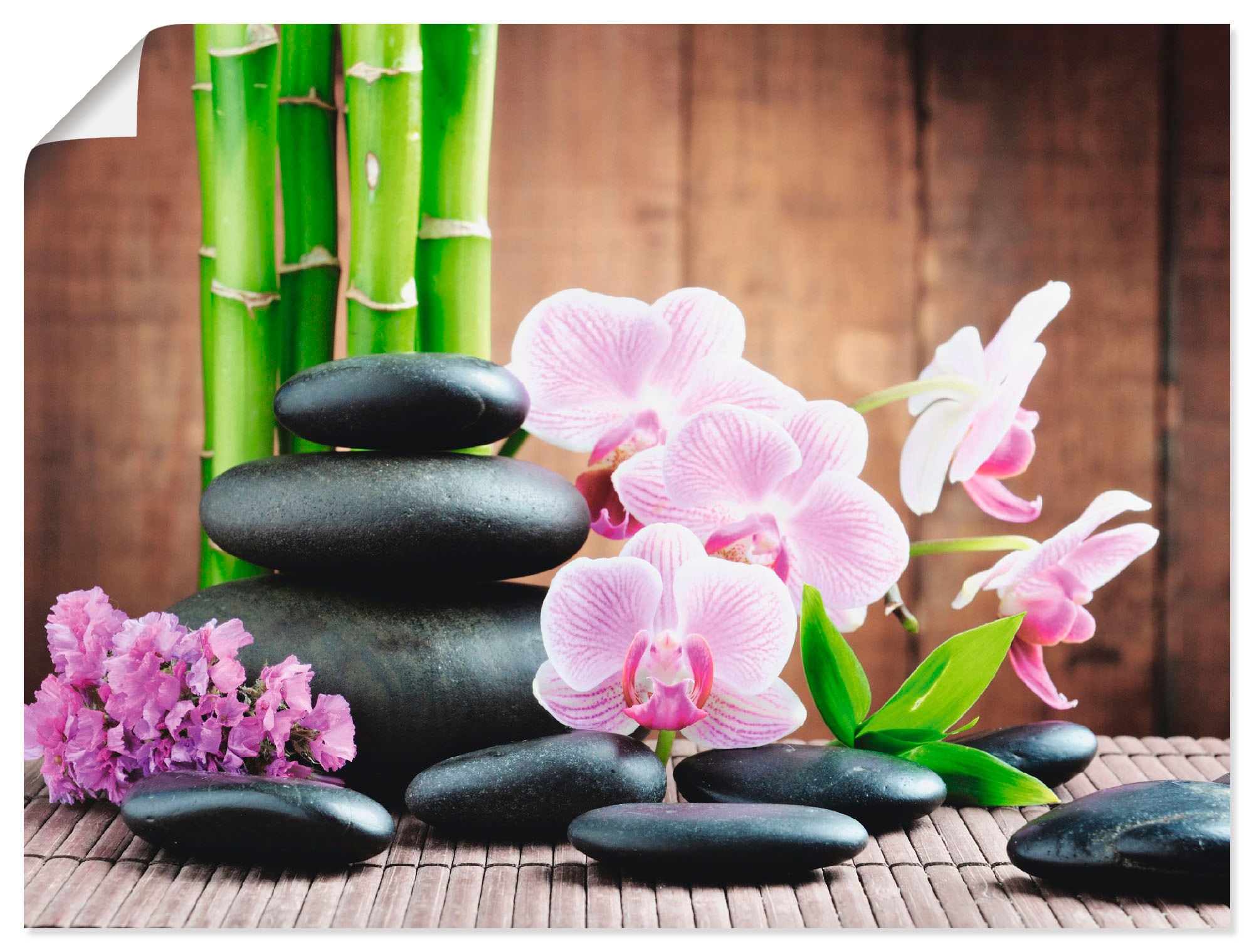 Wandbild »Spa Konzept Zen Steinen Orchideen«, Zen, (1 St.), als Leinwandbild, Poster,...