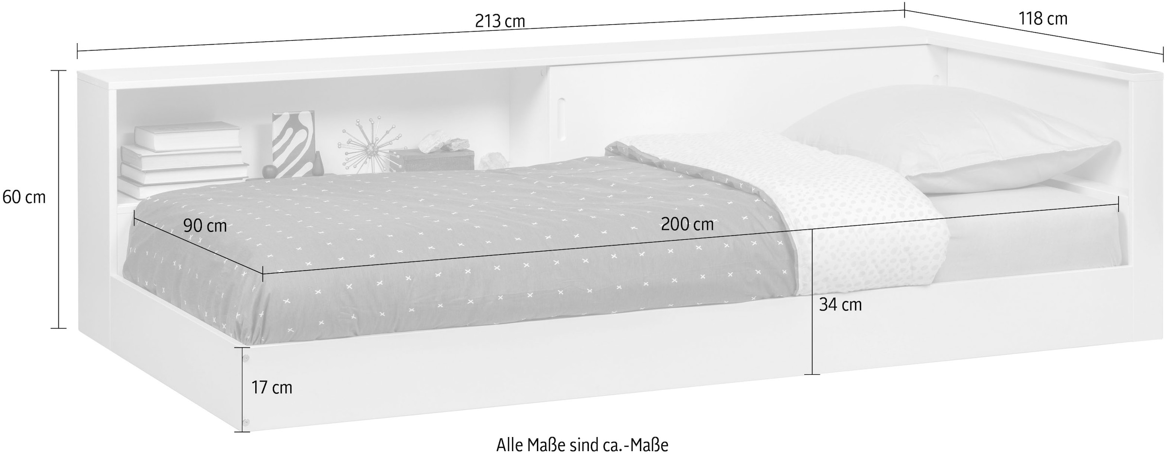 WOOOD Stauraumbett »Connect FSC®-Kiefernholz mit Schiebetür und Stauraum 213x118x60 cm« Einfach zu montierbar, Matratzenmaß 90x200 cm, Pfleiglicht