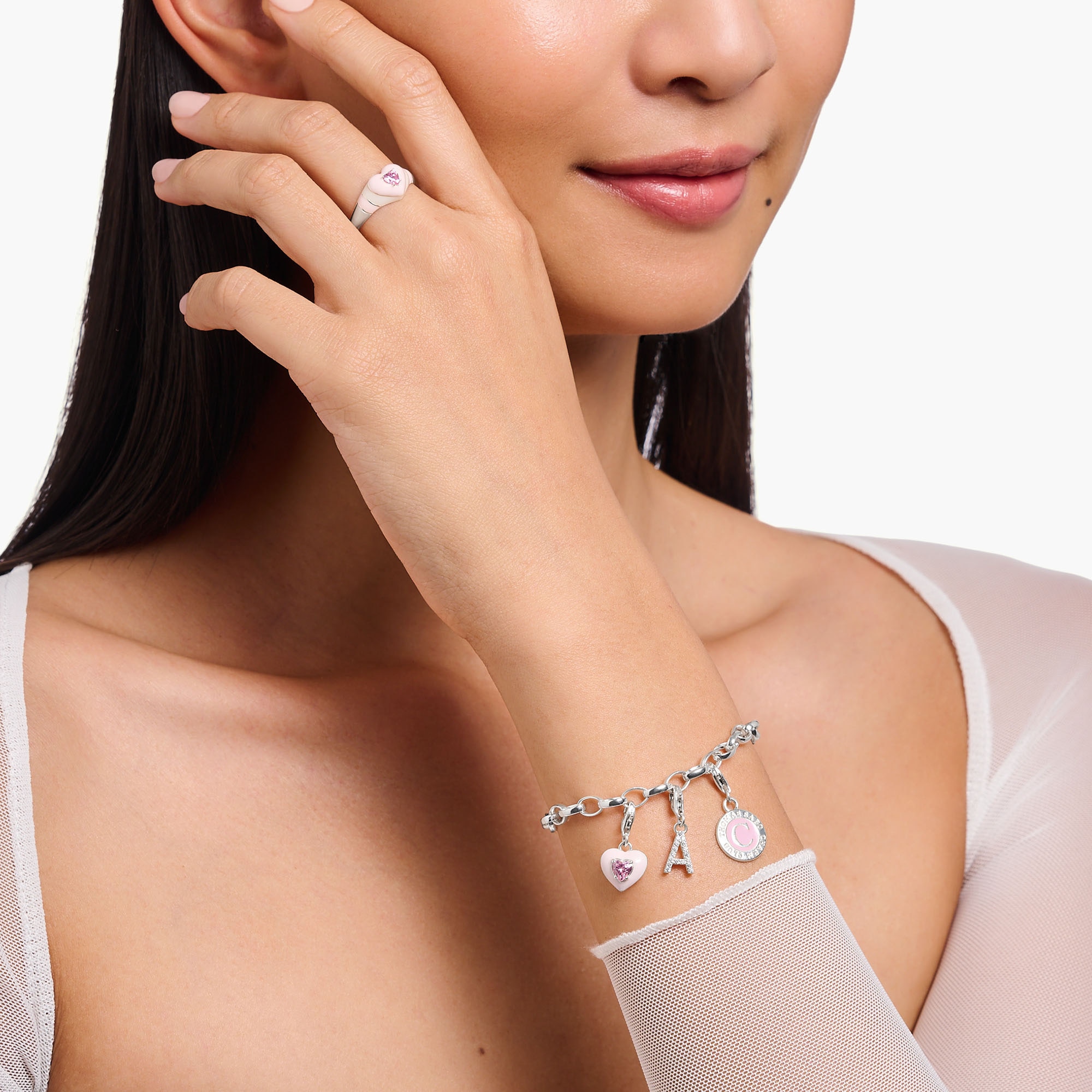 THOMAS SABO Charm Herz »rosa, 1915-041-9«, mit Zirkonia (synth.)