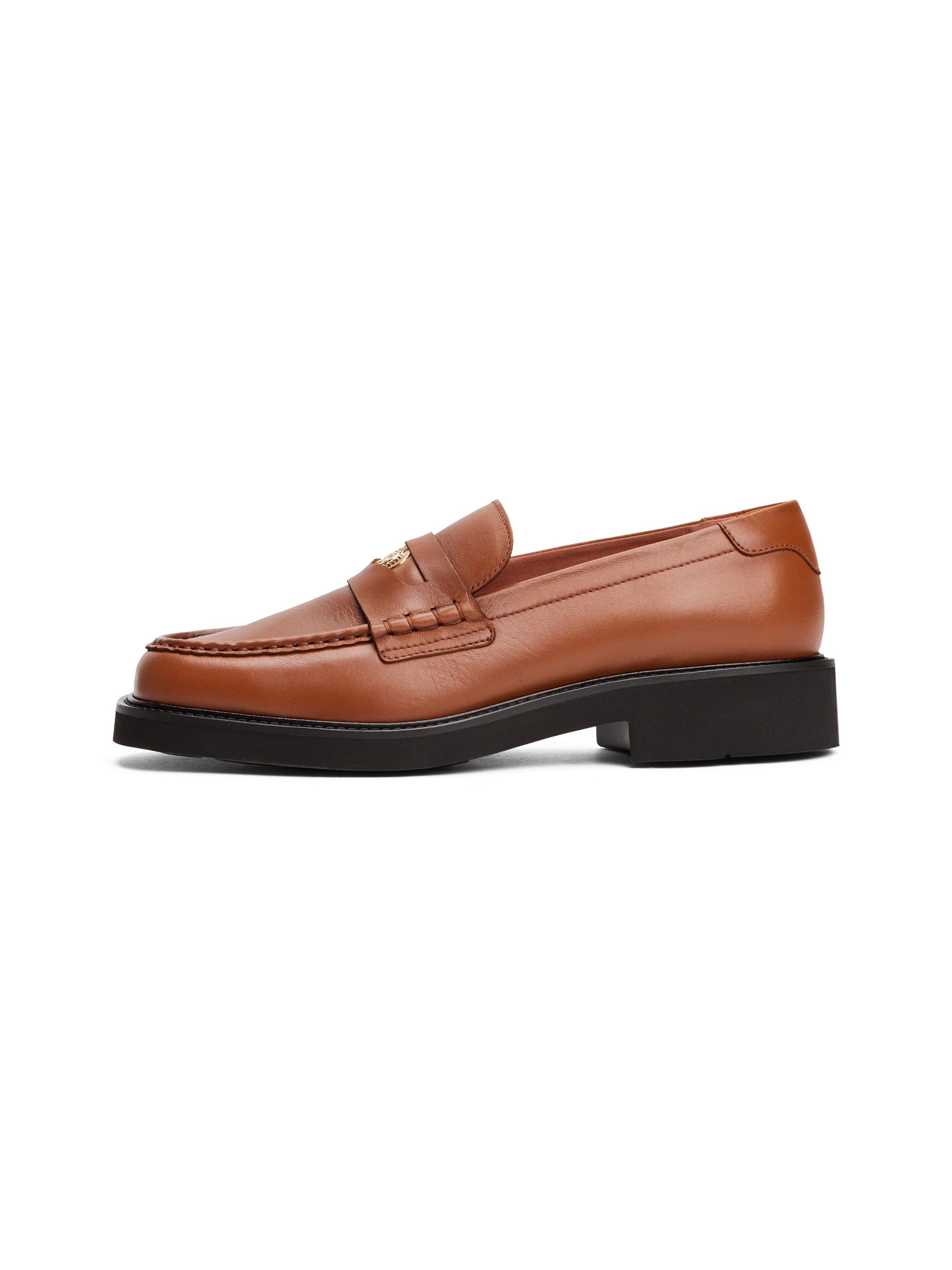 Tommy Hilfiger Loafer »CREST SQUARISH TOE PENNY LOAFER«  , Blockabsatz, Slipper, Businessschuh mit Schmuckelement