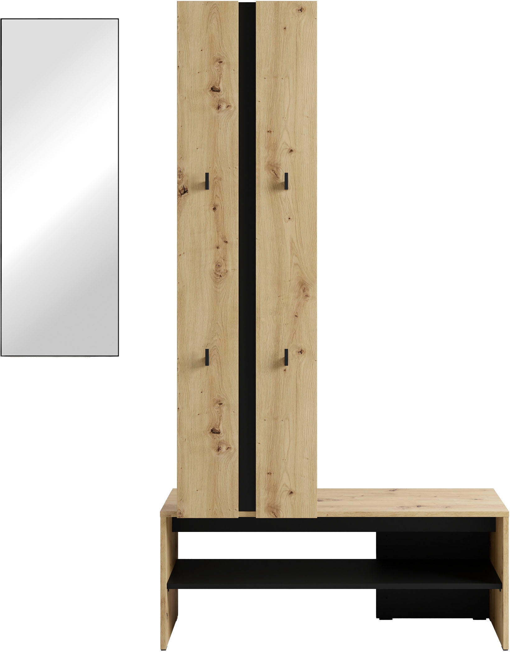 byLIVING Kompaktgarderobe »Dielen - Set Nante« 2 Stk. tlg. maximale Ordnung auf wenig Fläche mit Spiegel, Kleiderstange und Haken