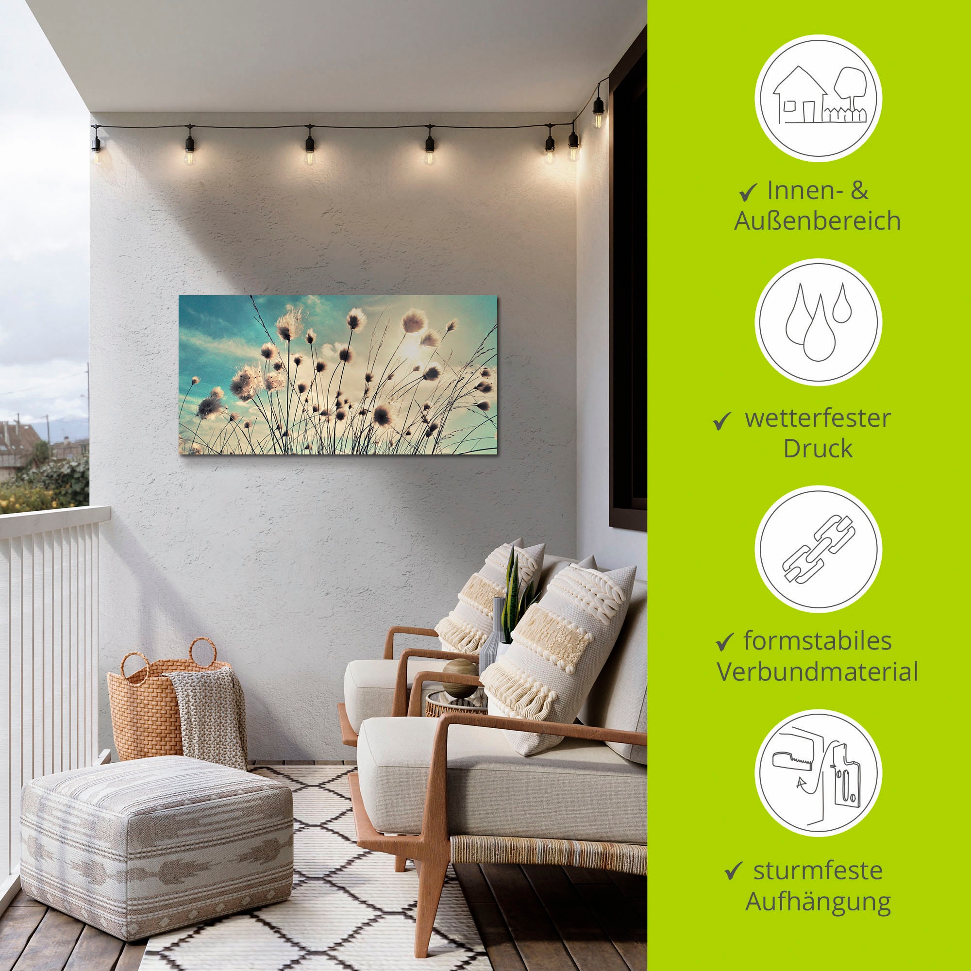 Artland Wandbild »Wollgras«, Gräser, (1 St.), als Alubild, Outdoorbild, Leinwandbild, Poster, Wandaufkleber
