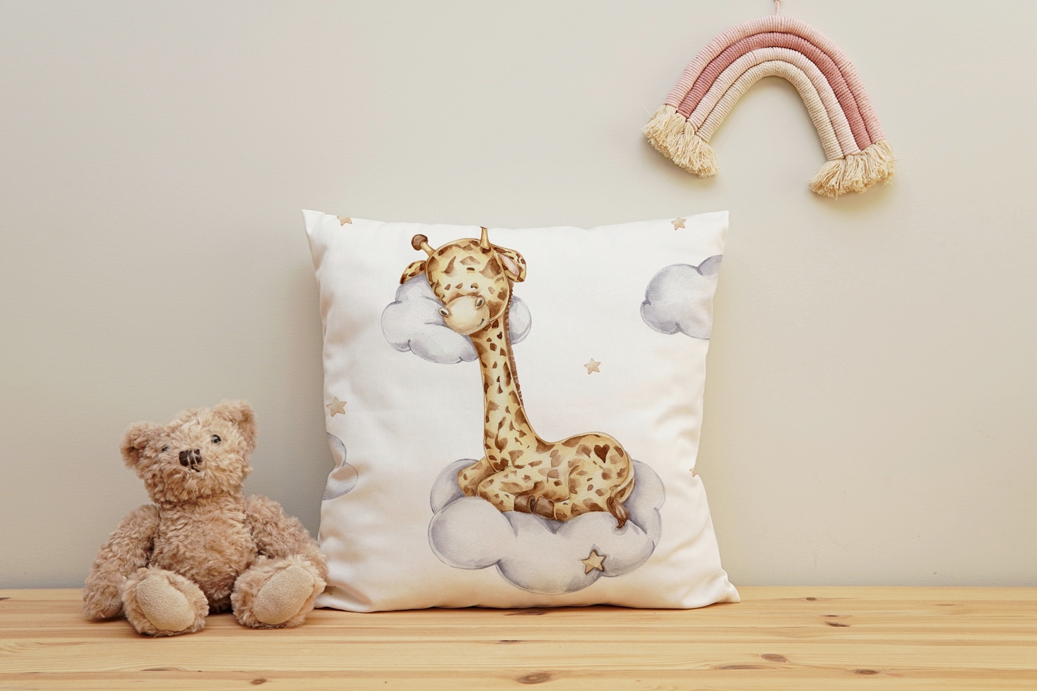 queence Dekokissen »Schlafende Giraffe«, Kissenhülle mit HD Premium Druck, geruchsneutral, 40x40cm