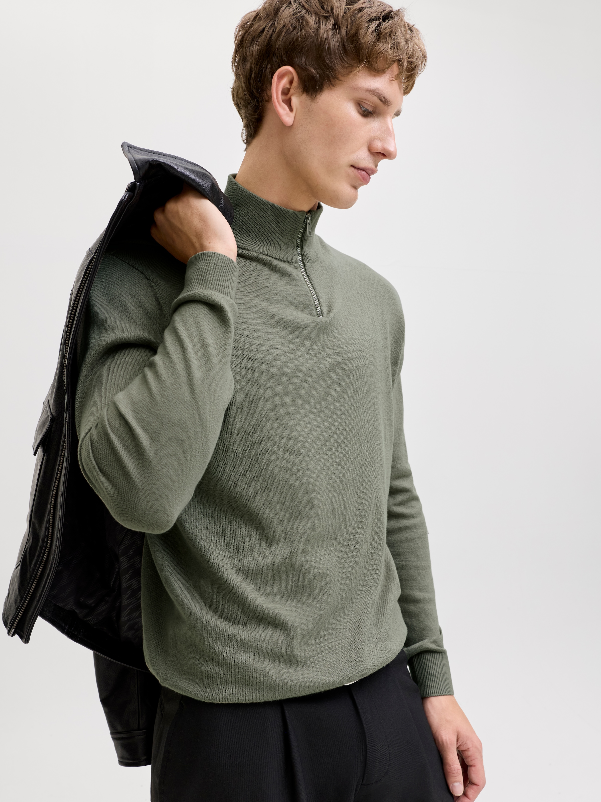 Jack & Jones Troyer »JJEEMIL KNIT HALF ZIP NOOS« Baumwollmischung, regular fit