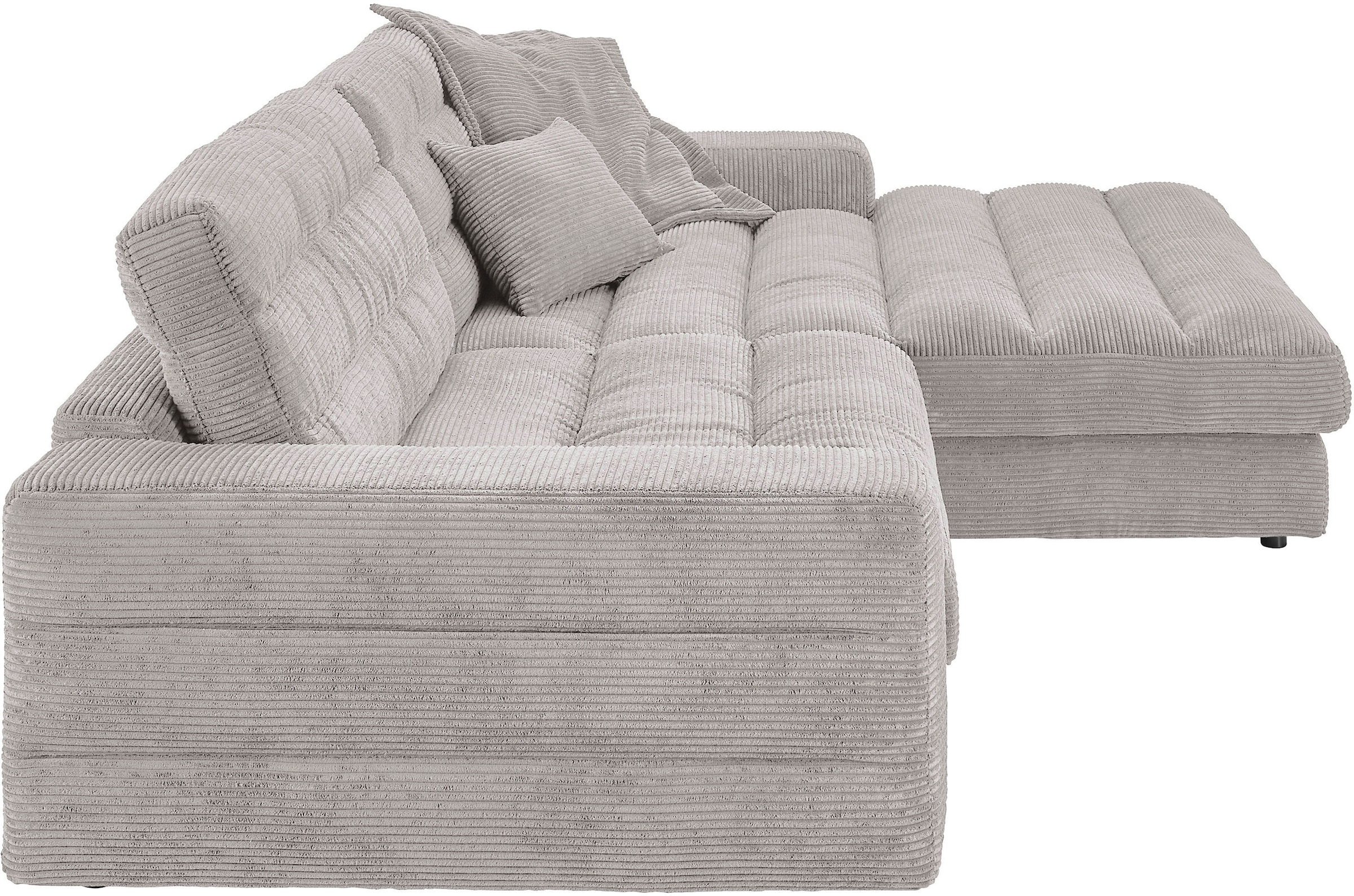 3C Candy Ecksofa »Stripes Mega-Sofa, bequem und komfortabel, L-Form«, Lose Rückenkissen, mit feiner Quersteppung, Cord-Bezug