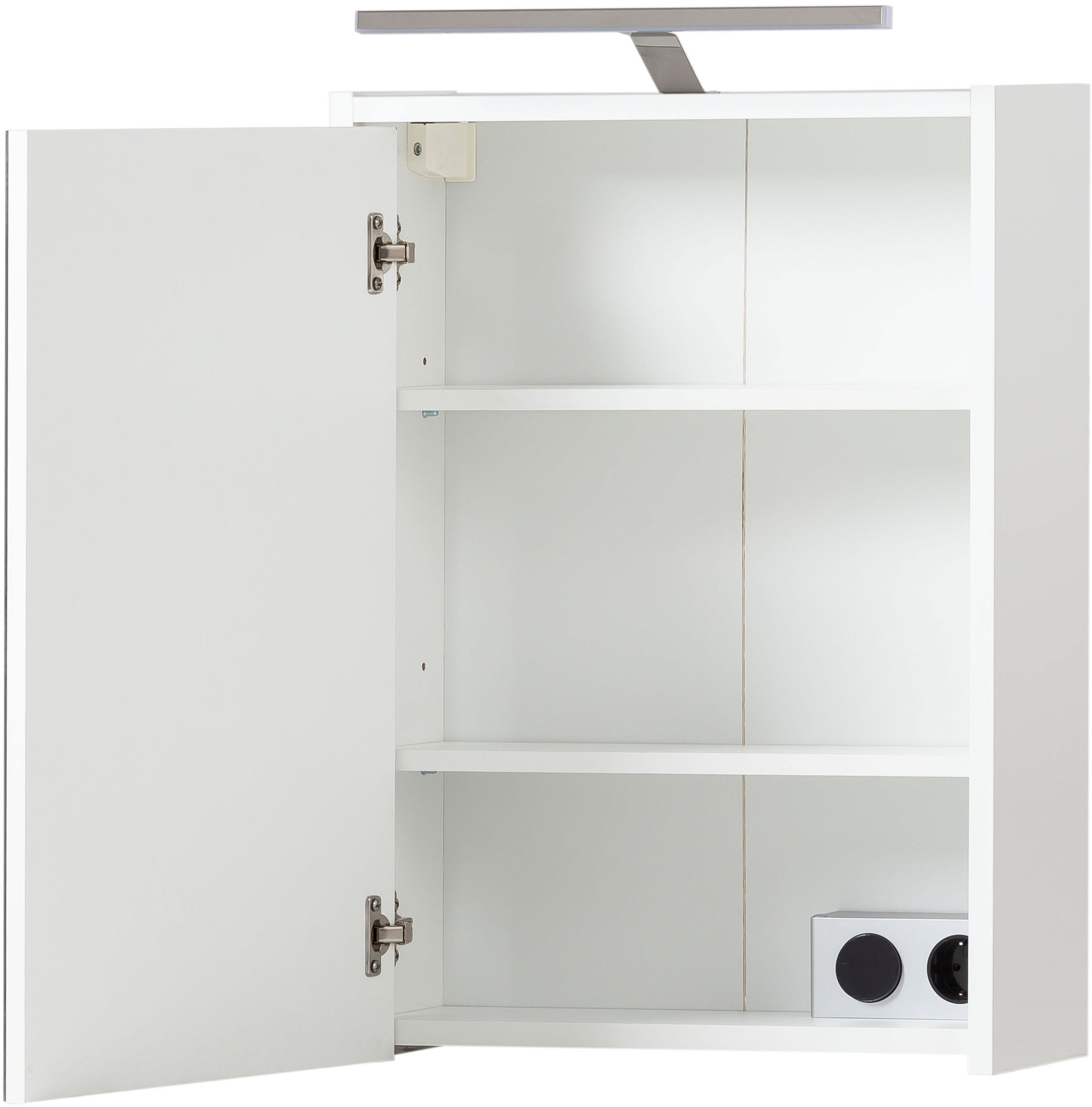 Schildmeyer Spiegelschrank »Katta, Breite 43 cm, 1-türig«, Mit LED-Beleuchtung und Steckdosenbox