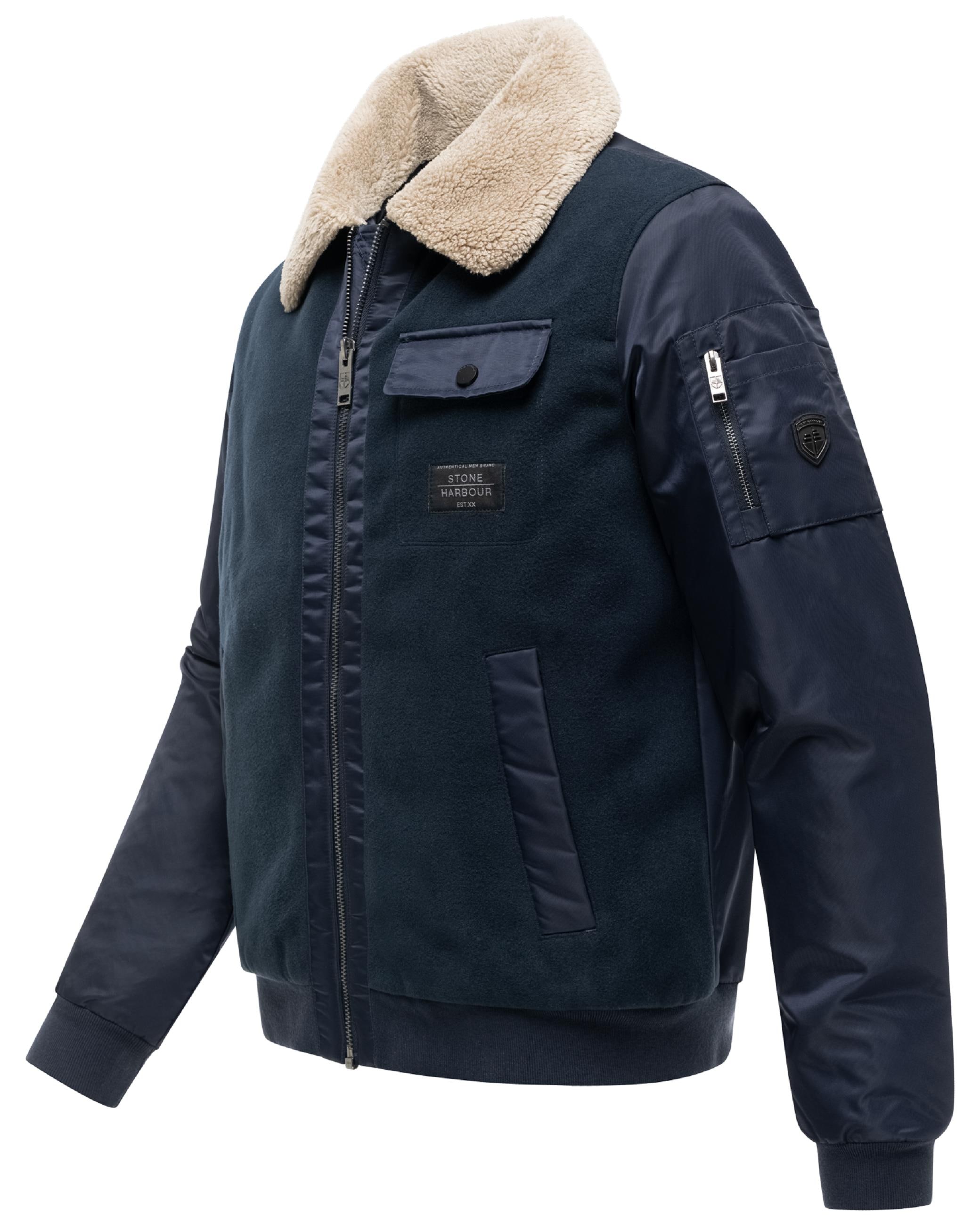 Stone Harbour Winterjacke »Winterjacke Somaeel XX« ohne Kapuze Warme Herren Hybridjacke mit Teddykragen