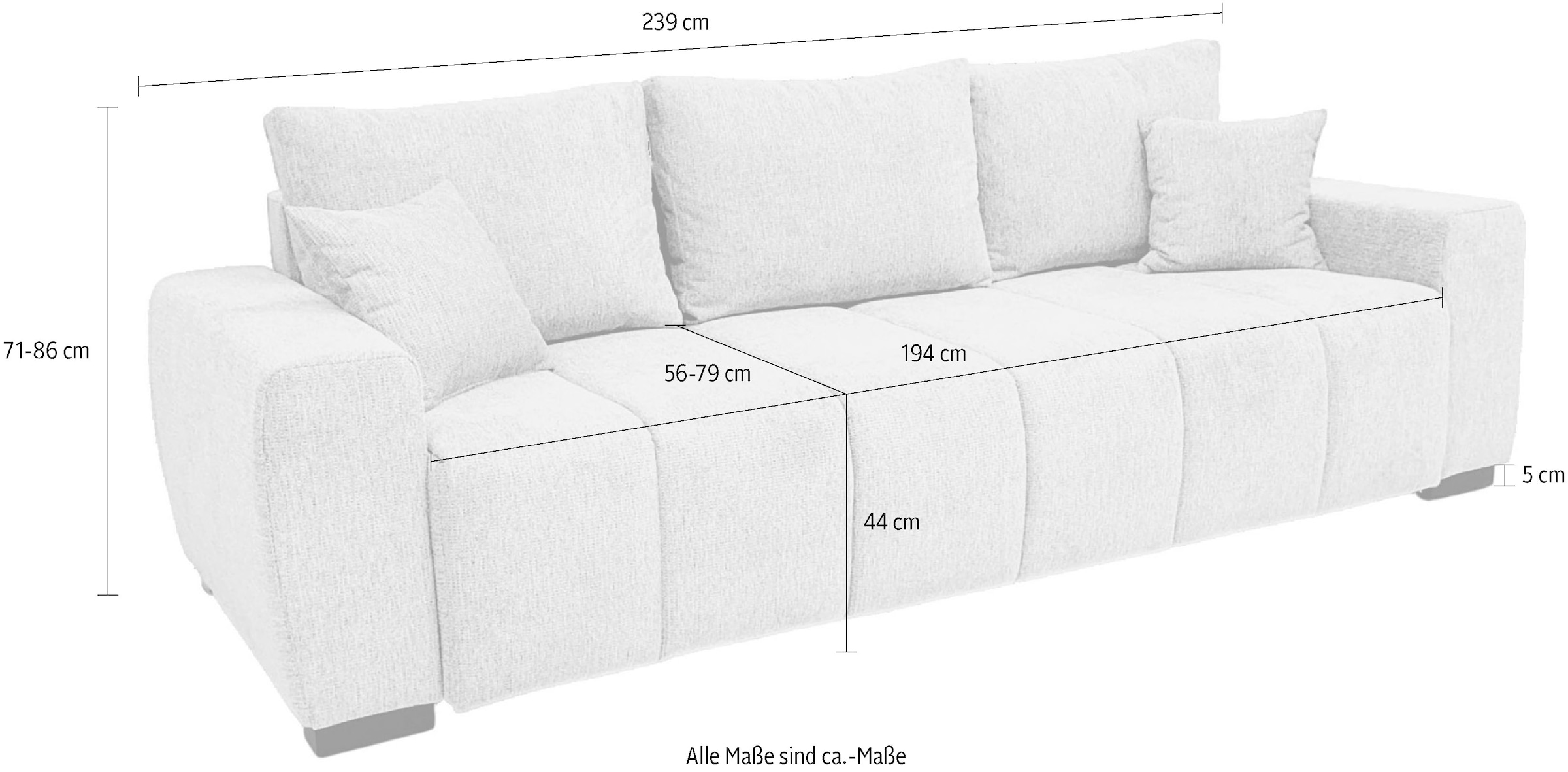 Home affaire Schlafsofa »Bello« mit Bettfunktion, Bettkasten, Frei im Raum stellbar, Federkern