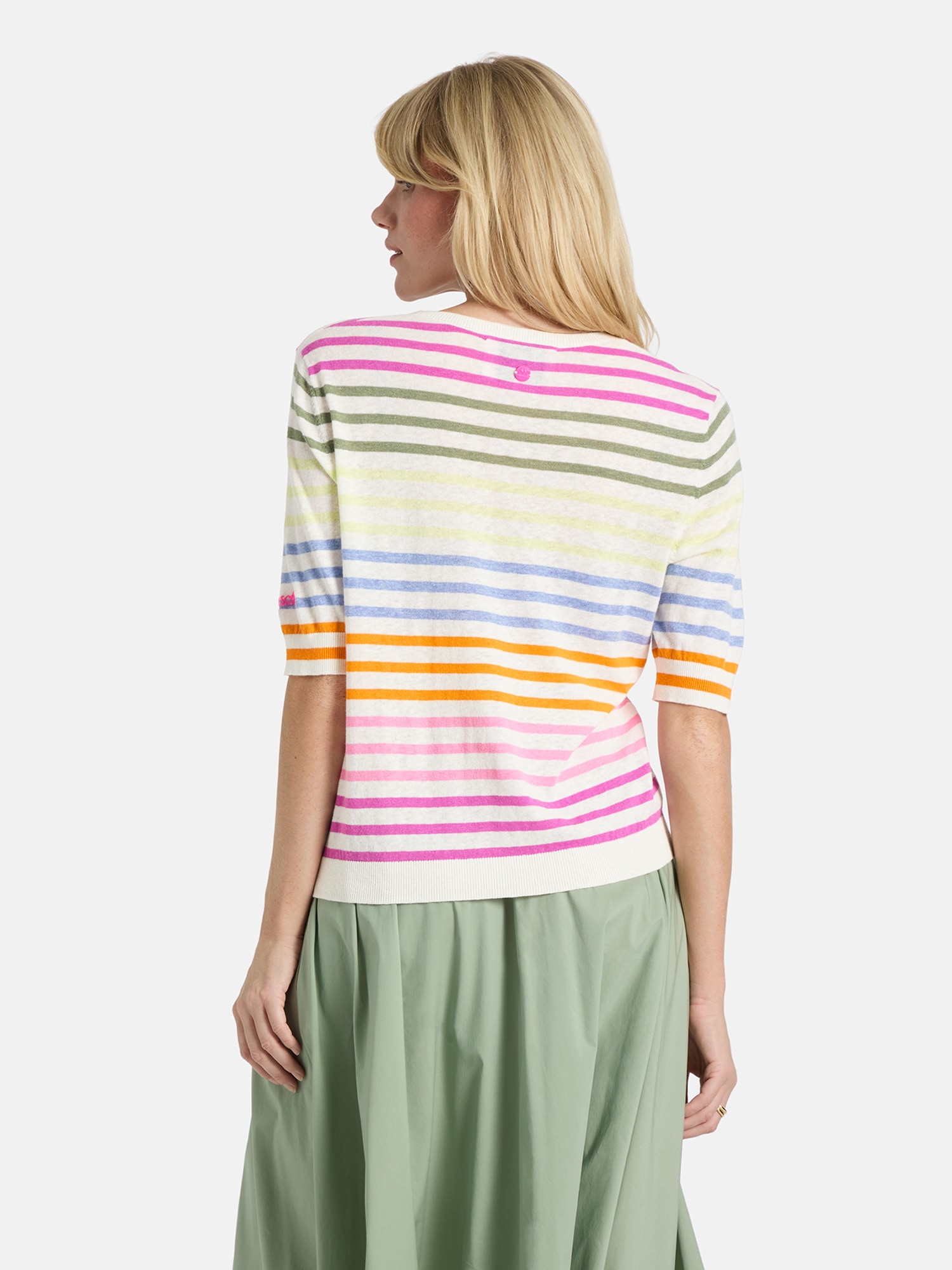 Lieblingsstück Kurzarmpullover »MarvicL« mit V-Ausschnitt, Materialmix mit Leinen